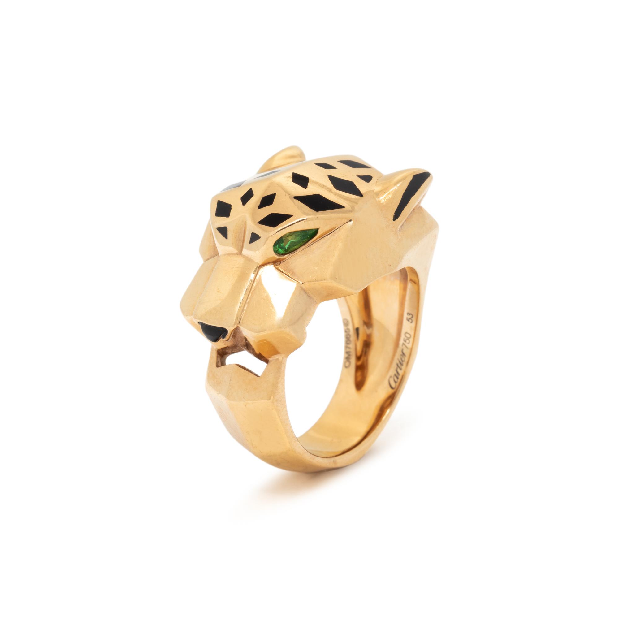 CARTIER, ONYX AND TSAVORITE GARNET 'PANTHÈRE DE CARTIER' RING