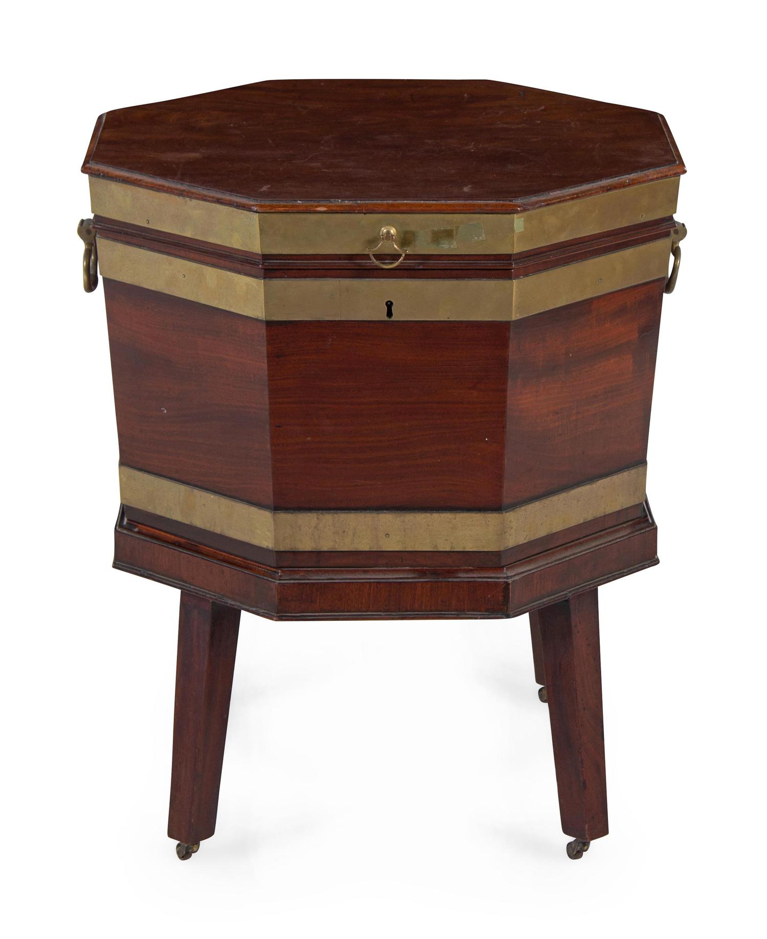 A George III Brass Banded Mahogany Cellarette