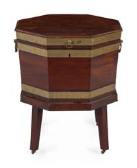 A George III Brass Banded Mahogany Cellarette