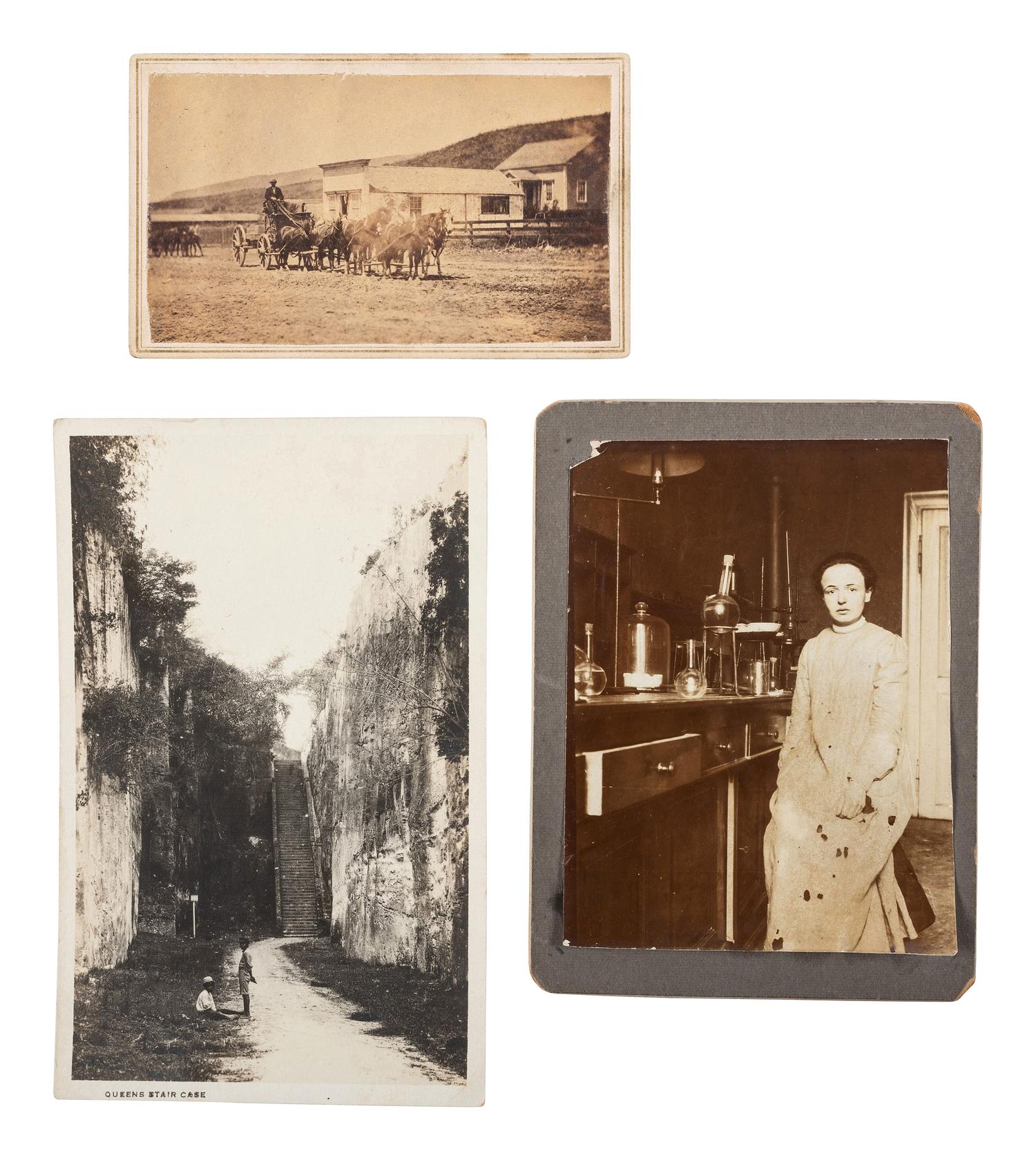 [EARLY PHOTOGRAPHY]. Assorted group of paper photographs featuring occupational, naval, and other interesting subjects, including: