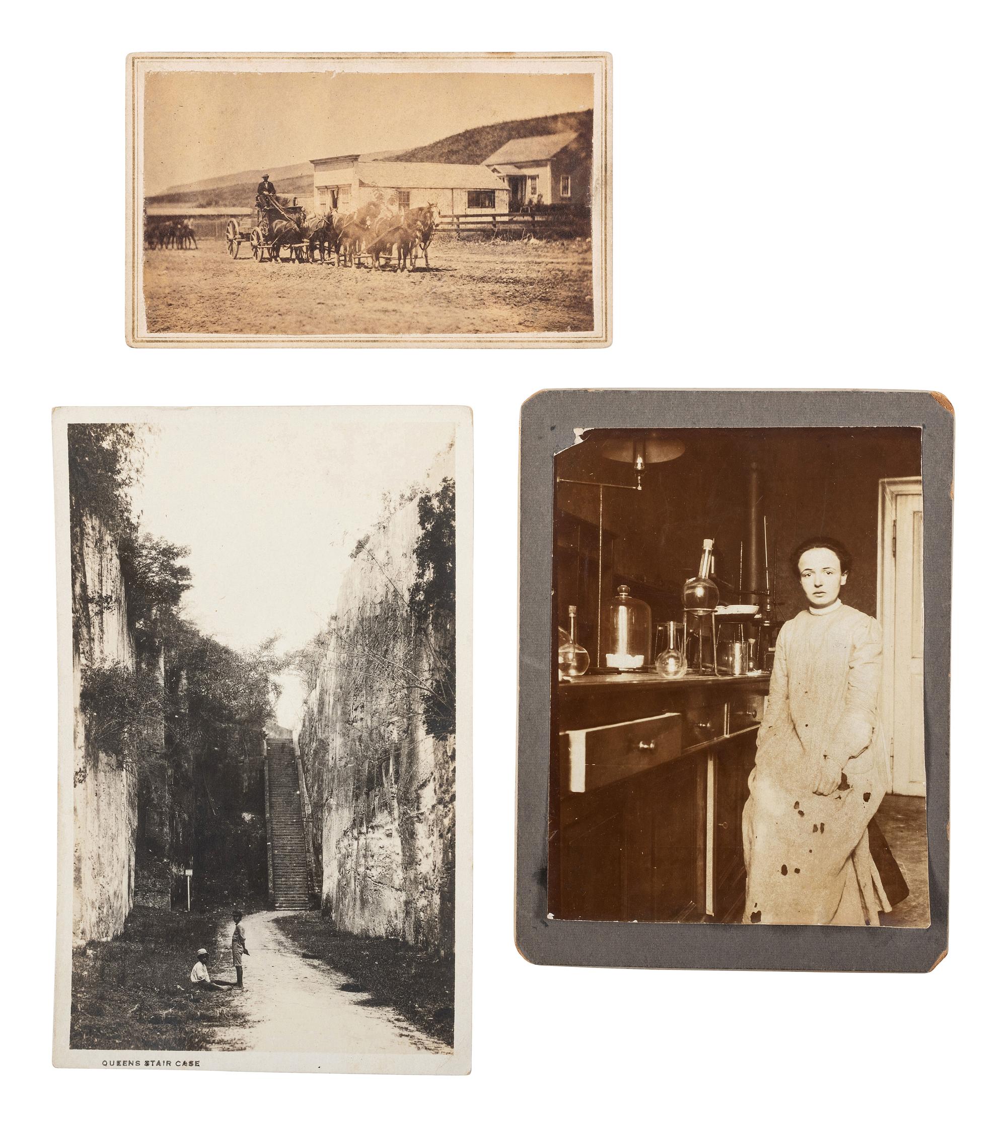 [EARLY PHOTOGRAPHY]. Assorted group of paper photographs featuring occupational, naval, and other interesting subjects, including: