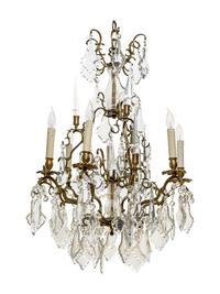 A French Gilt Bronze and Cut Glass Six-Light Chandelier