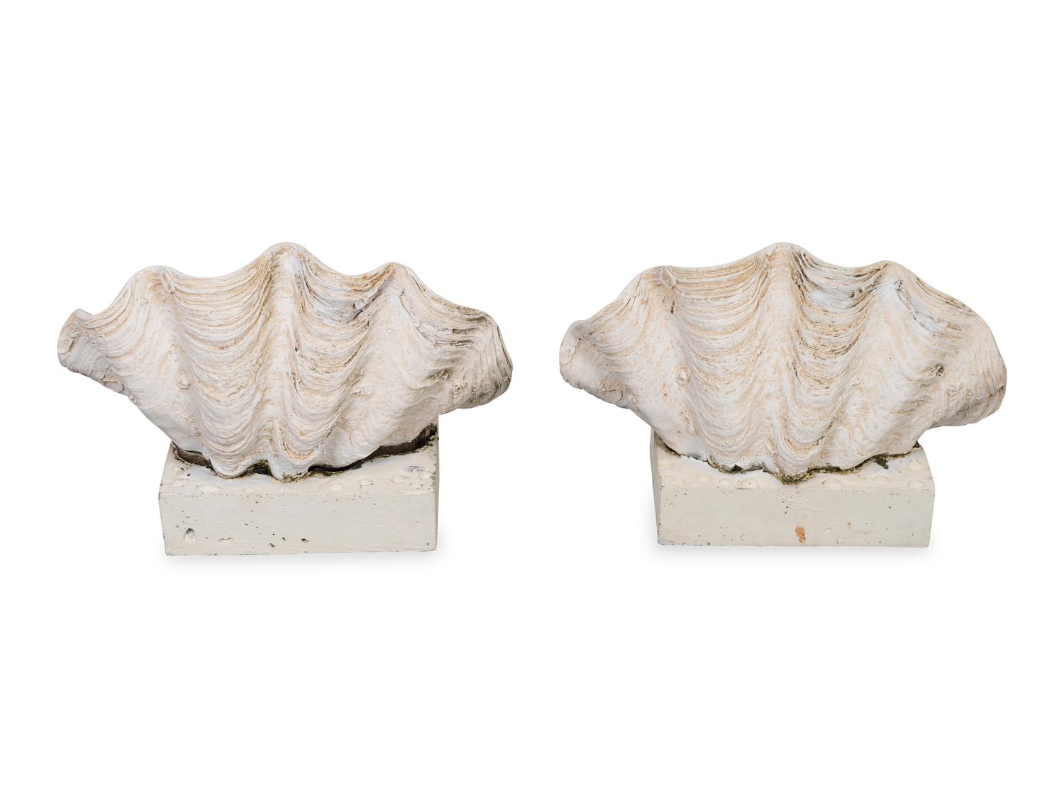 A Pair of Large Synthetic Clam Shells — 20TH CENTURY