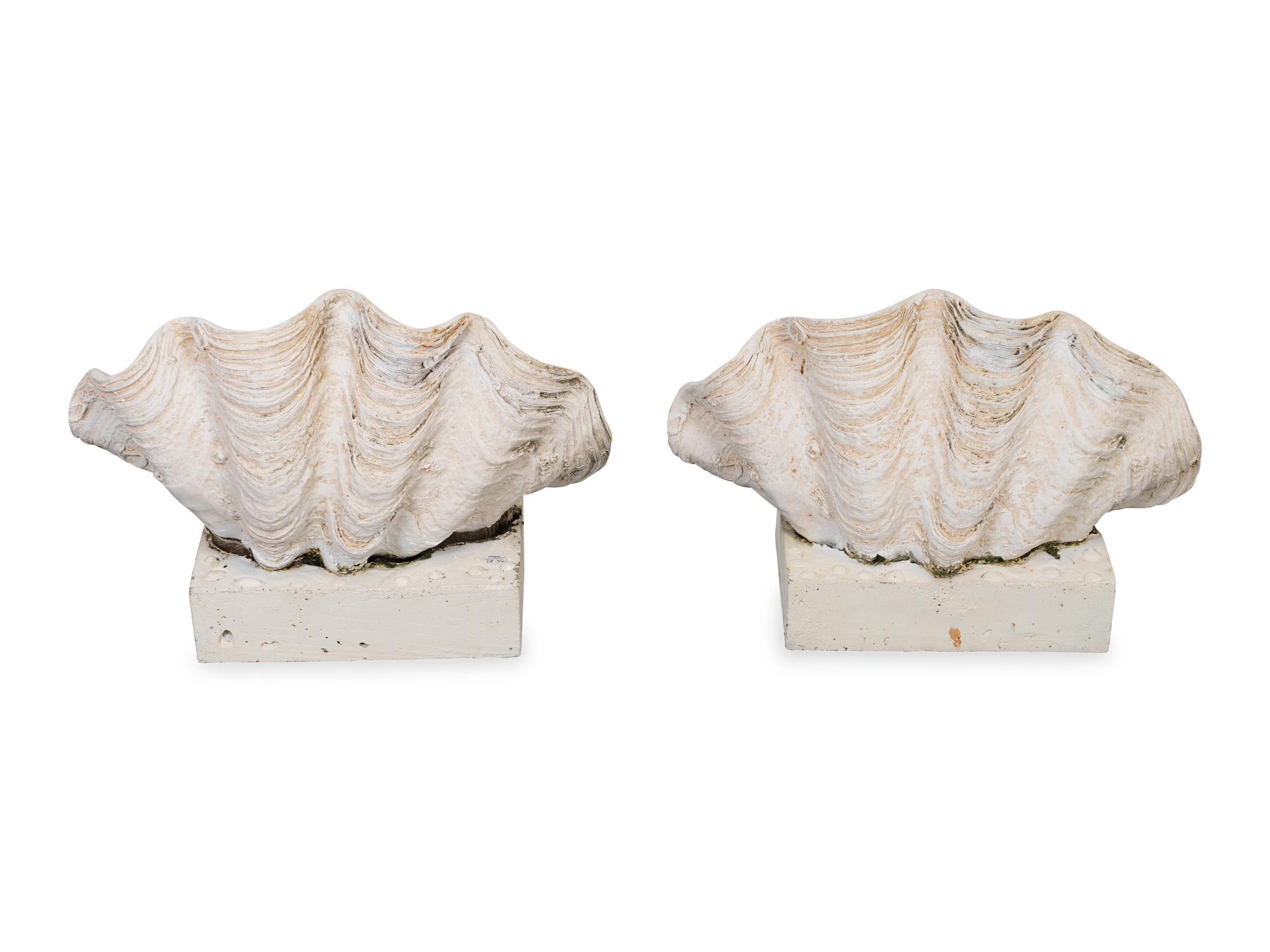 A Pair of Large Synthetic Clam Shells — 20TH CENTURY