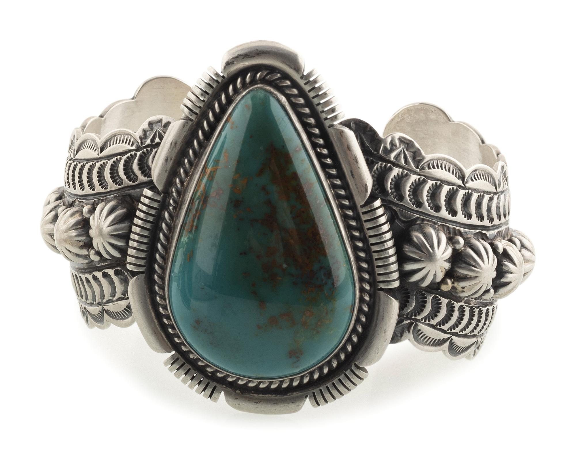 Navajo Sterling Silver and Turquoise Cuff Bracelet