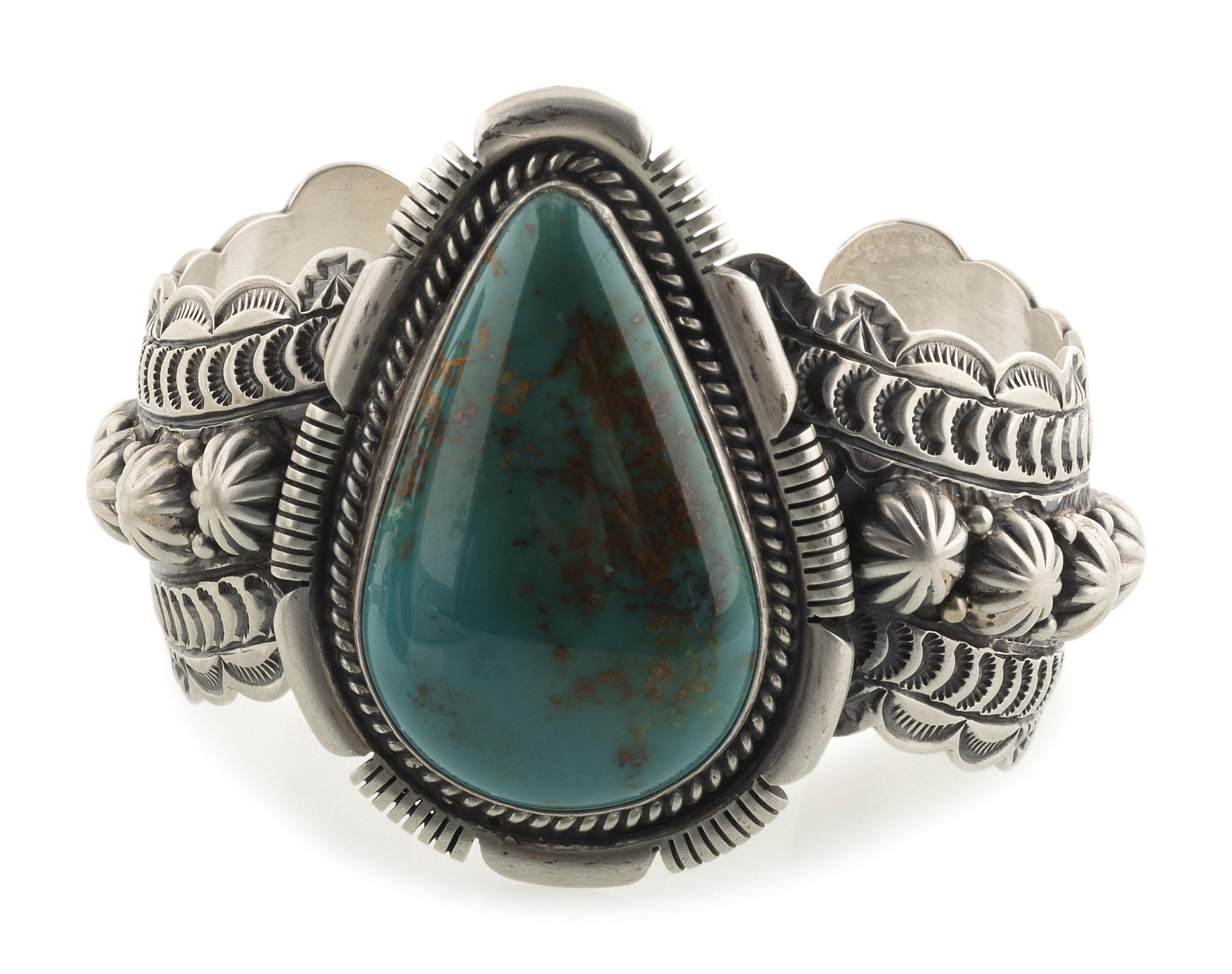 Navajo Sterling Silver and Turquoise Cuff Bracelet