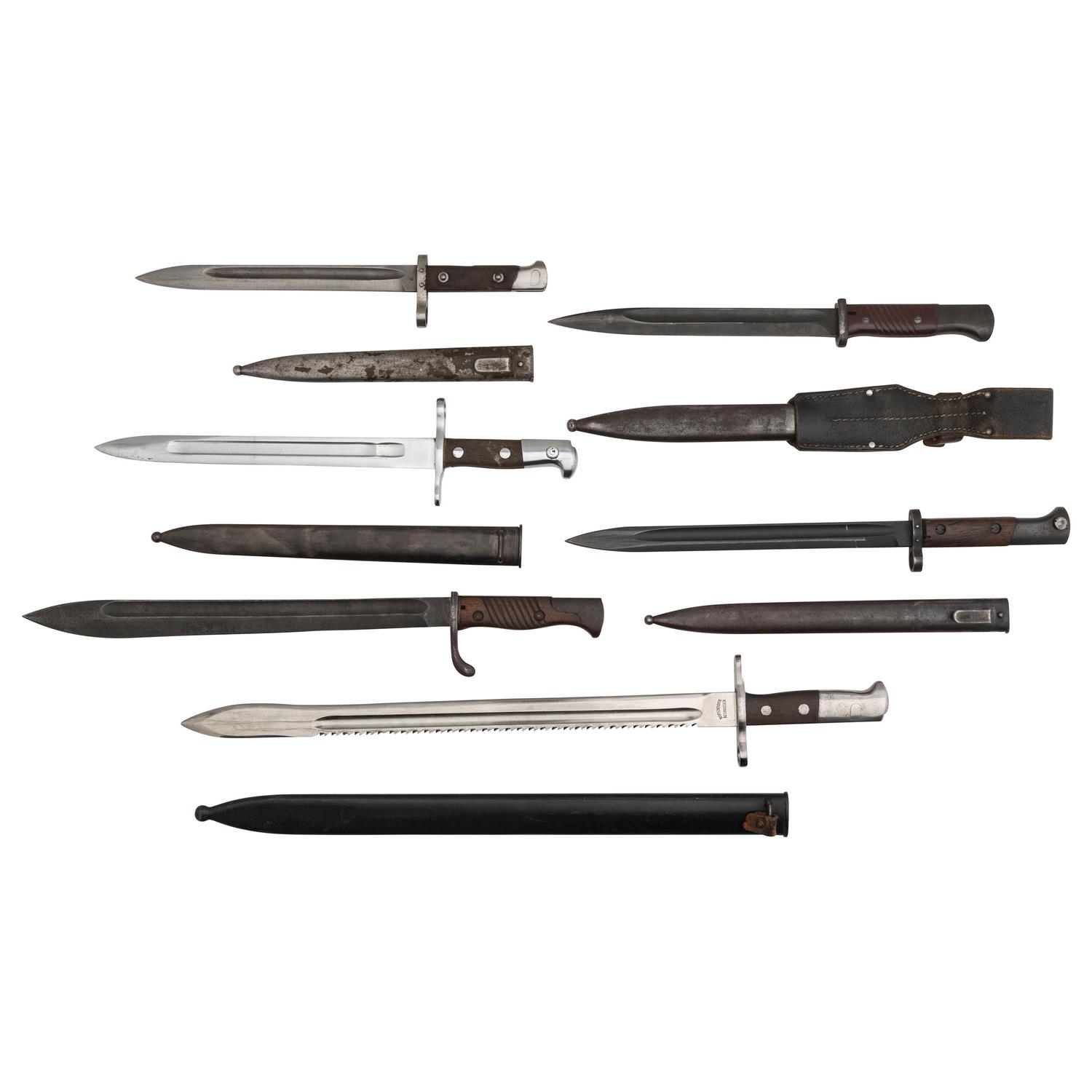 Lot of 6 Foreign Military Bayonets Including: German, Swiss, Austrian & Czech