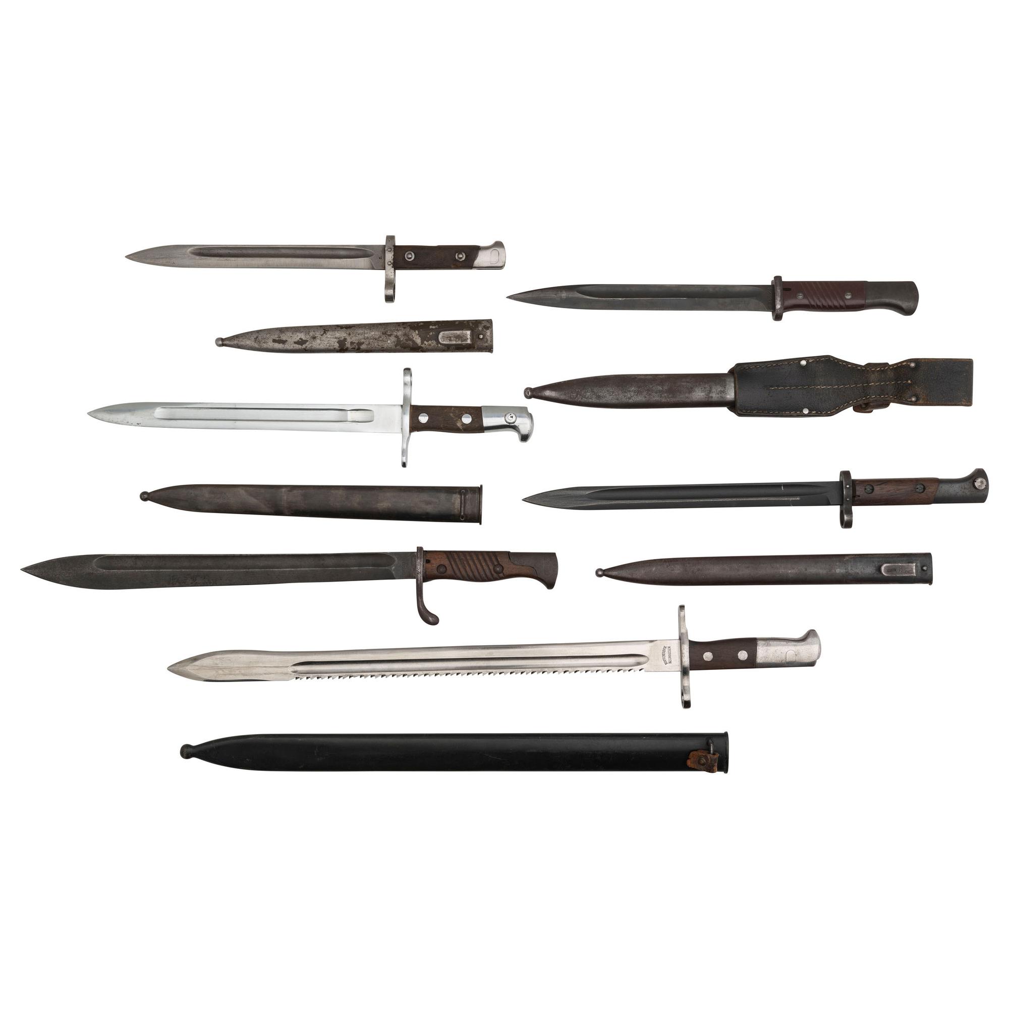 Lot of 6 Foreign Military Bayonets Including: German, Swiss, Austrian & Czech