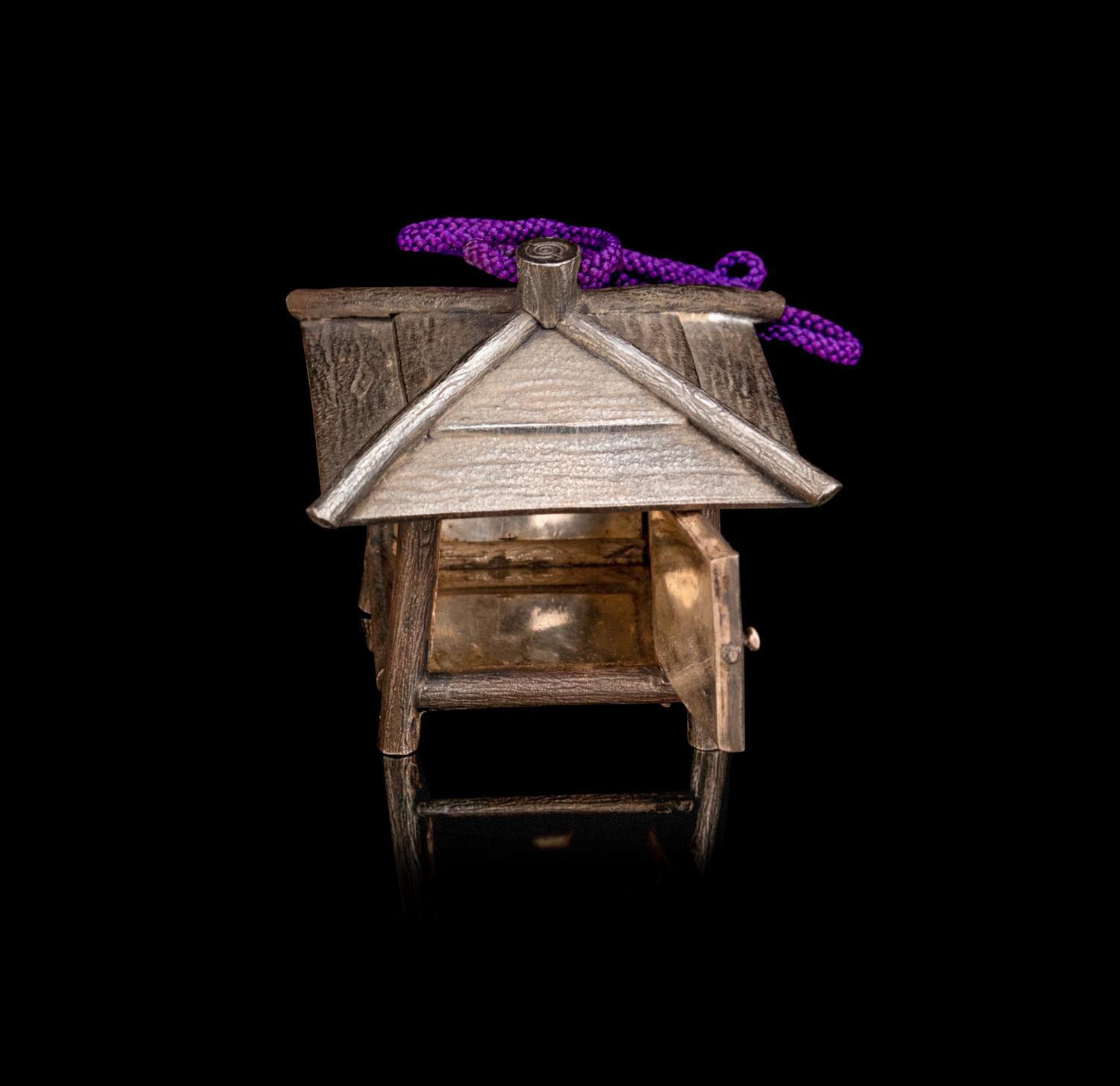 A Japanese Silver House-Form Bonbonnière