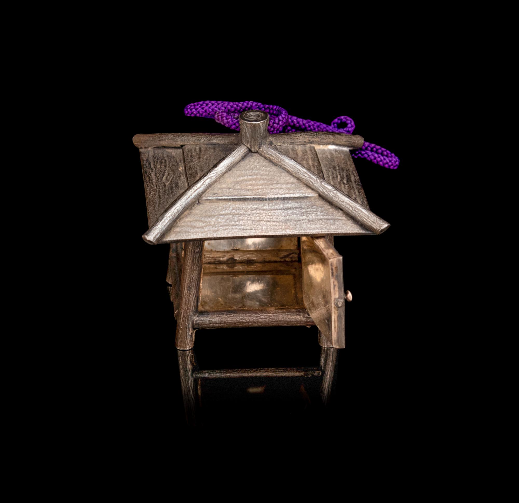 A Japanese Silver House-Form Bonbonnière