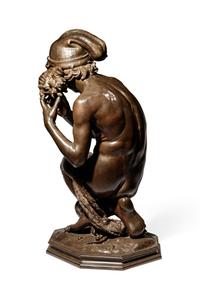 Jean-Baptiste Carpeaux (French, 1827-1875) | 19th Century | Le jeune pêcheur à la coquille | bronze | signed JB Carpeaux and with Propriété Carpeaux stamp | Height 35 1/2 x width 15 5/8 x depth 18 5/8 inches.