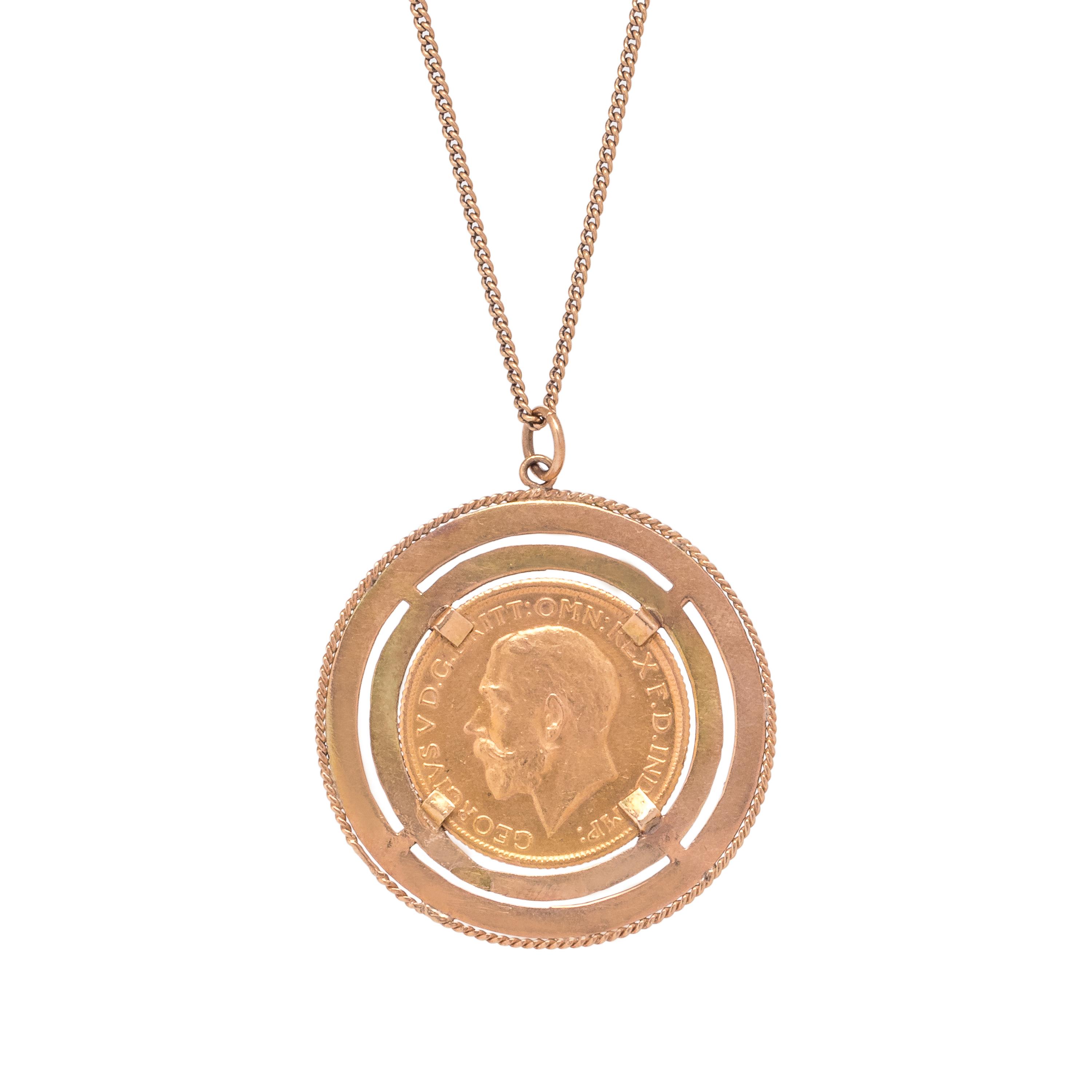 YELLOW GOLD AND COIN PENDANT/NECKLACE