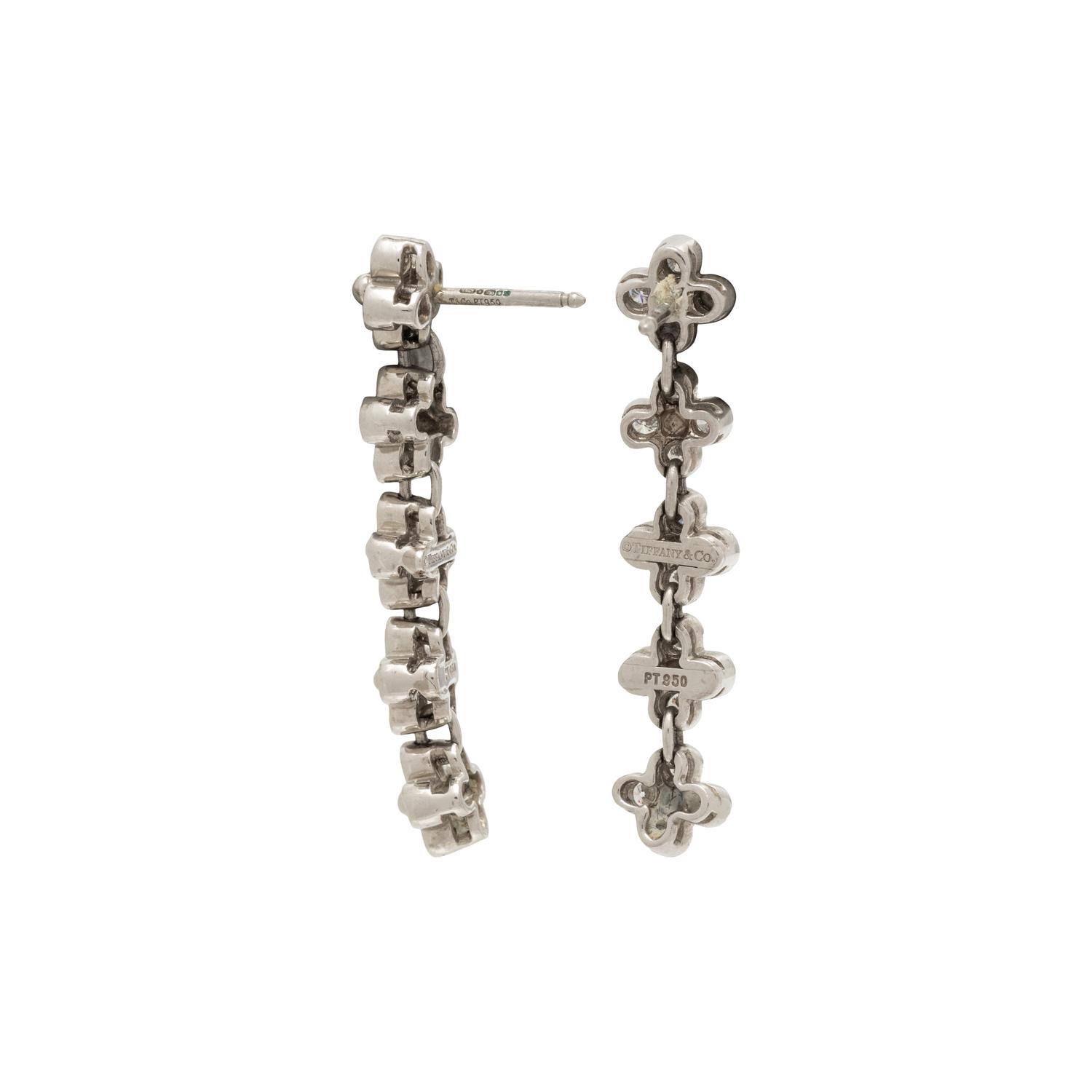 TIFFANY & CO., DIAMOND AND PLATINUM 'LACE' DROP EARRINGS