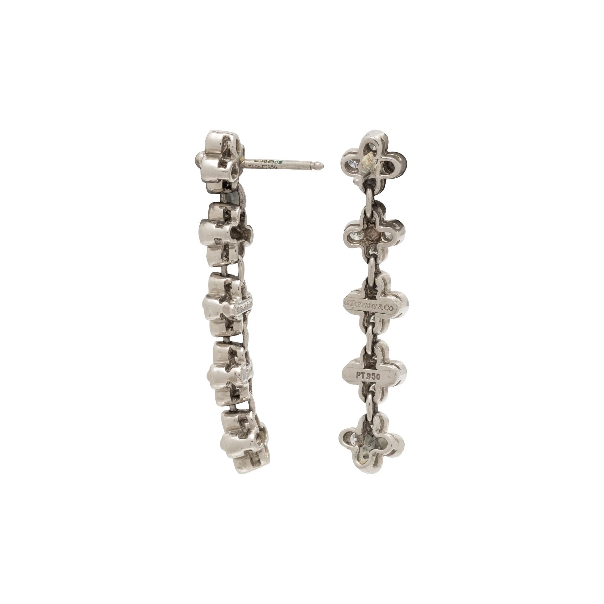 TIFFANY & CO., DIAMOND AND PLATINUM 'LACE' DROP EARRINGS