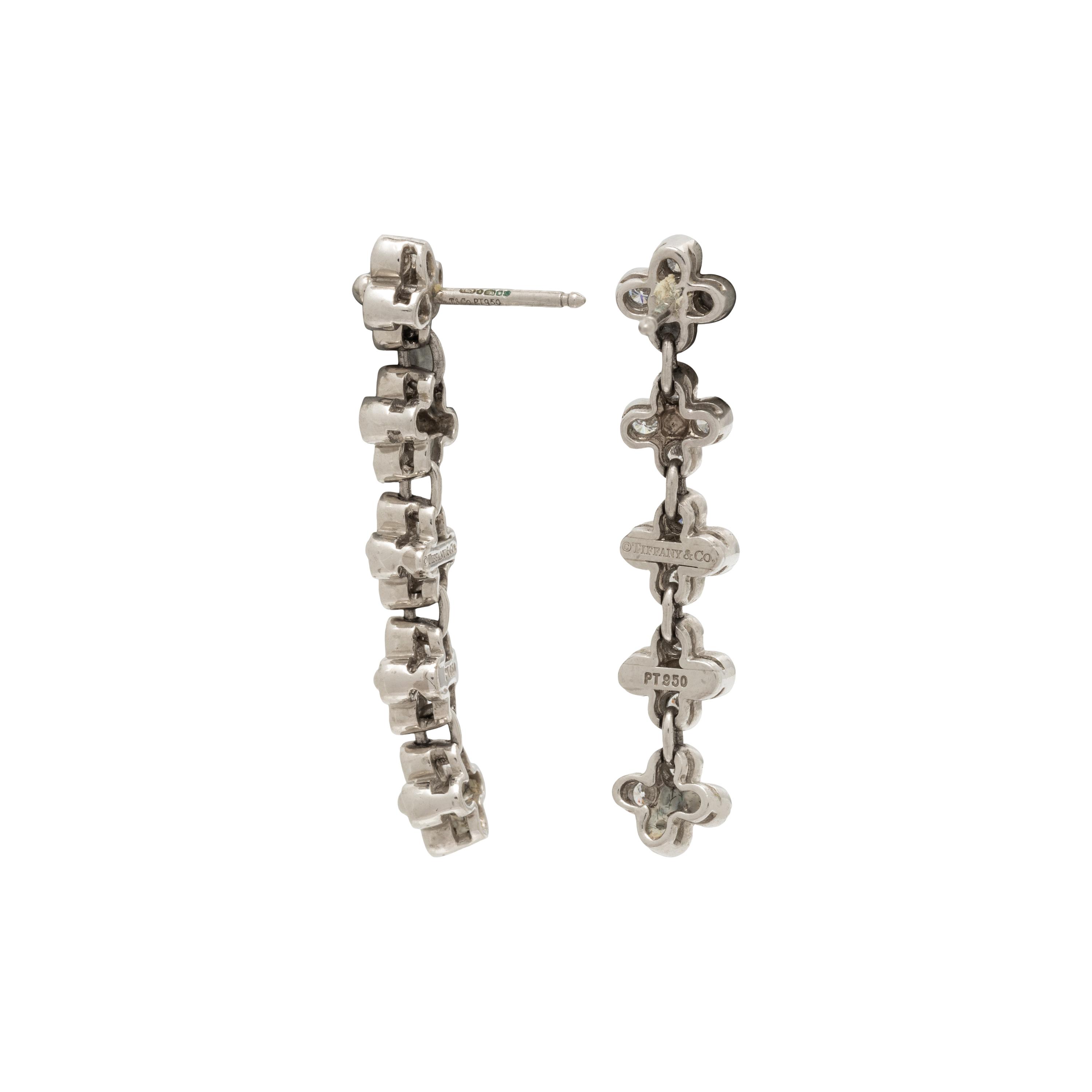 TIFFANY & CO., DIAMOND AND PLATINUM 'LACE' DROP EARRINGS