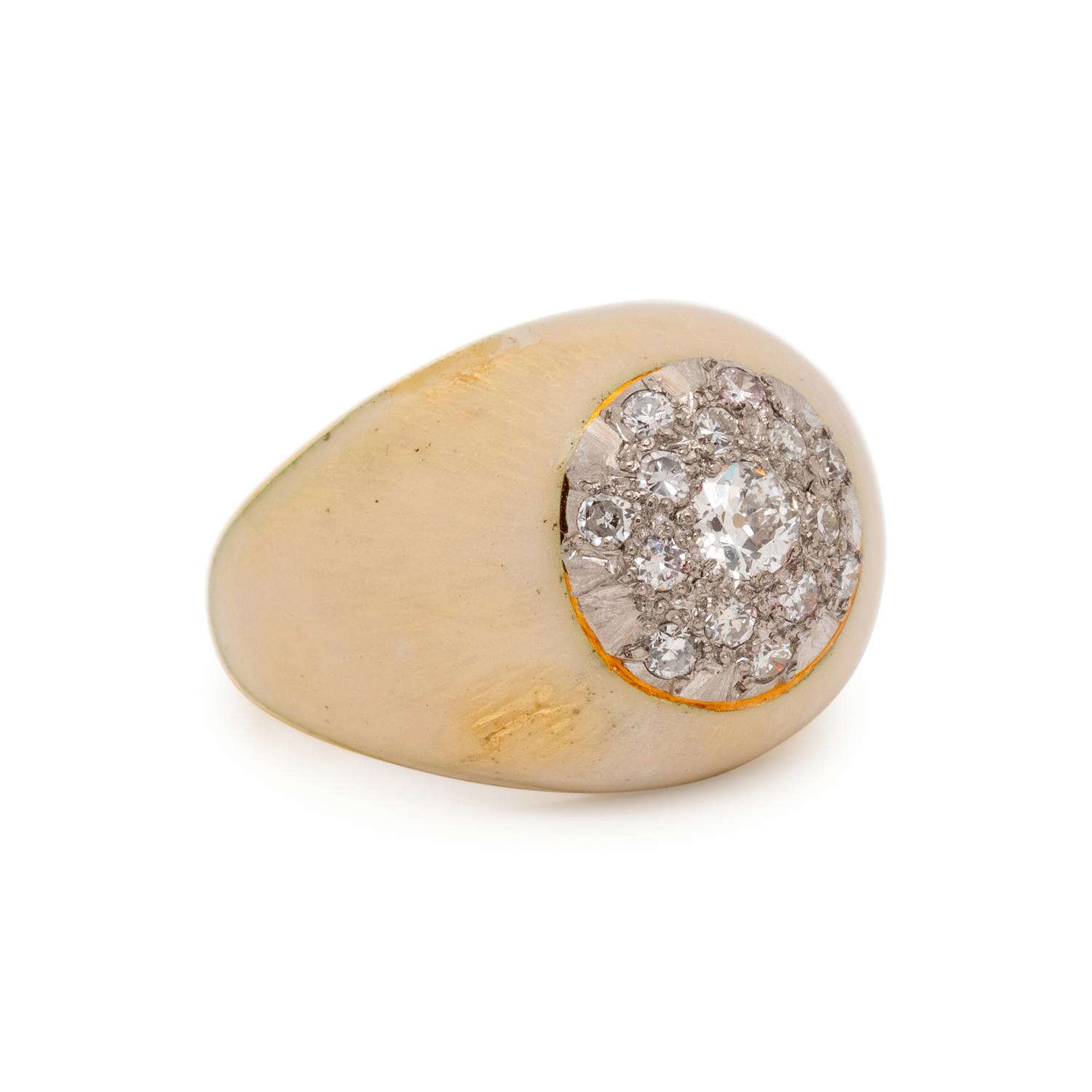 DIAMOND AND WHITE ENAMEL RING