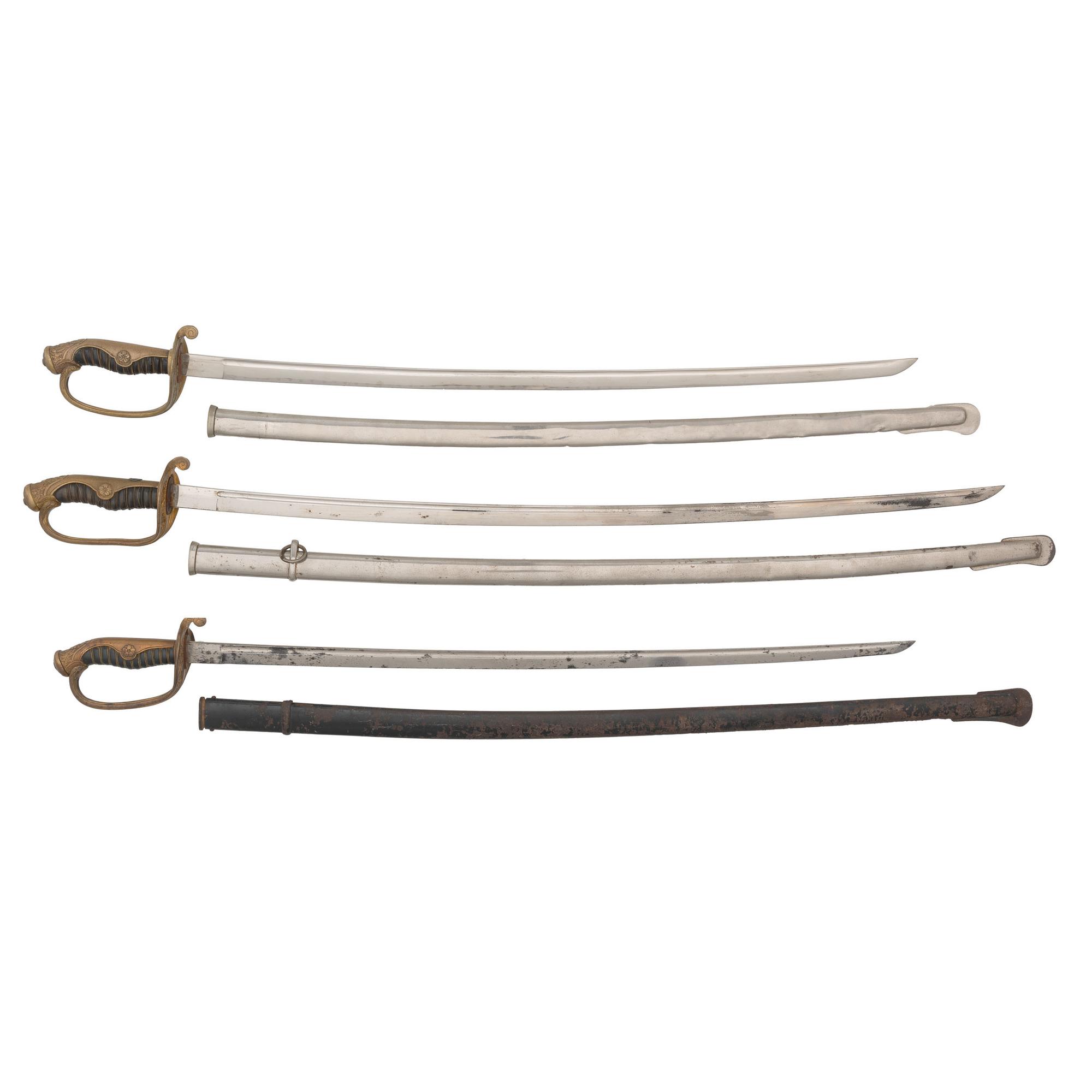 Lot of Three Japanese Army Type 19 Kyu Gunto