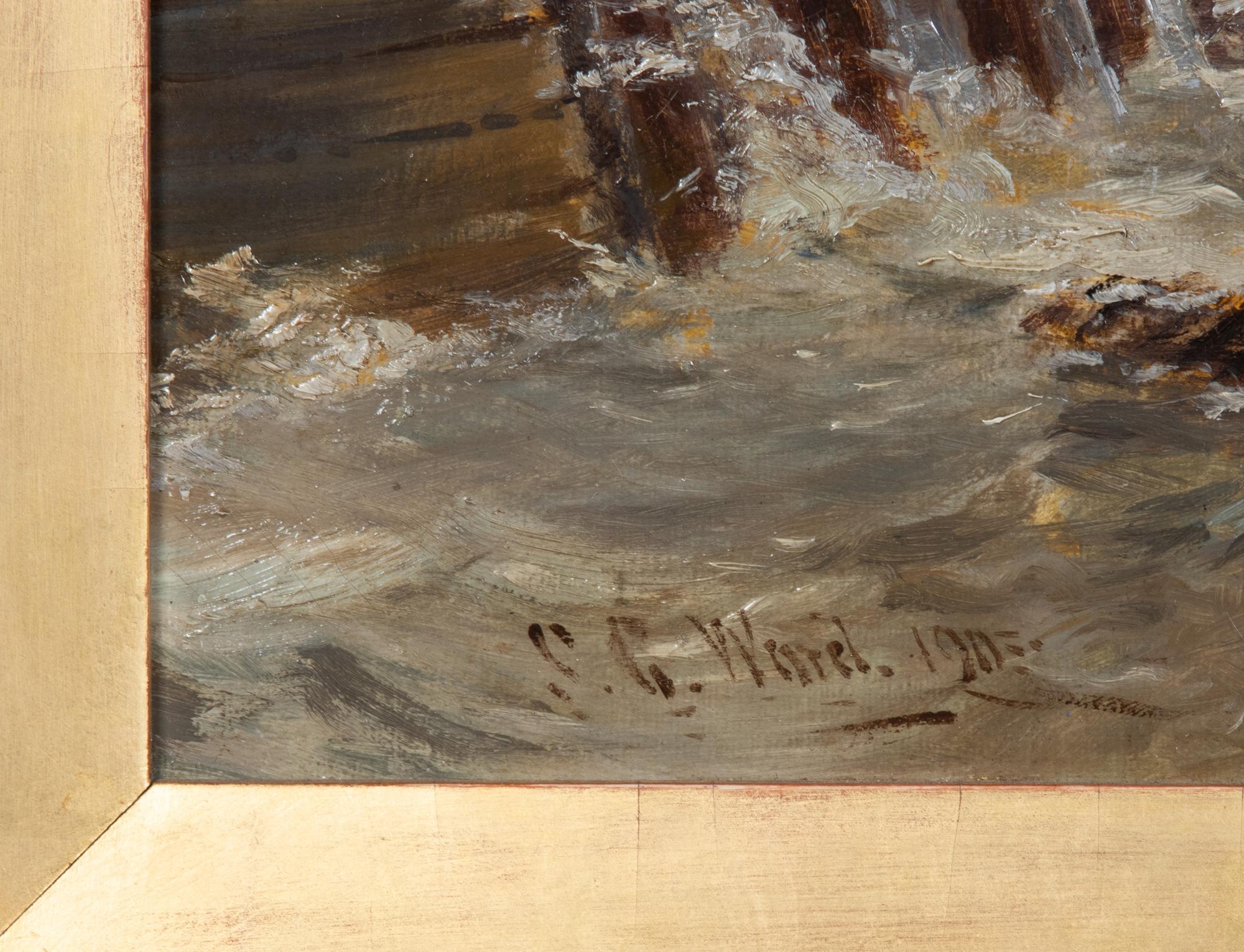 S.G. Warel Boats at Sea oil on canvas