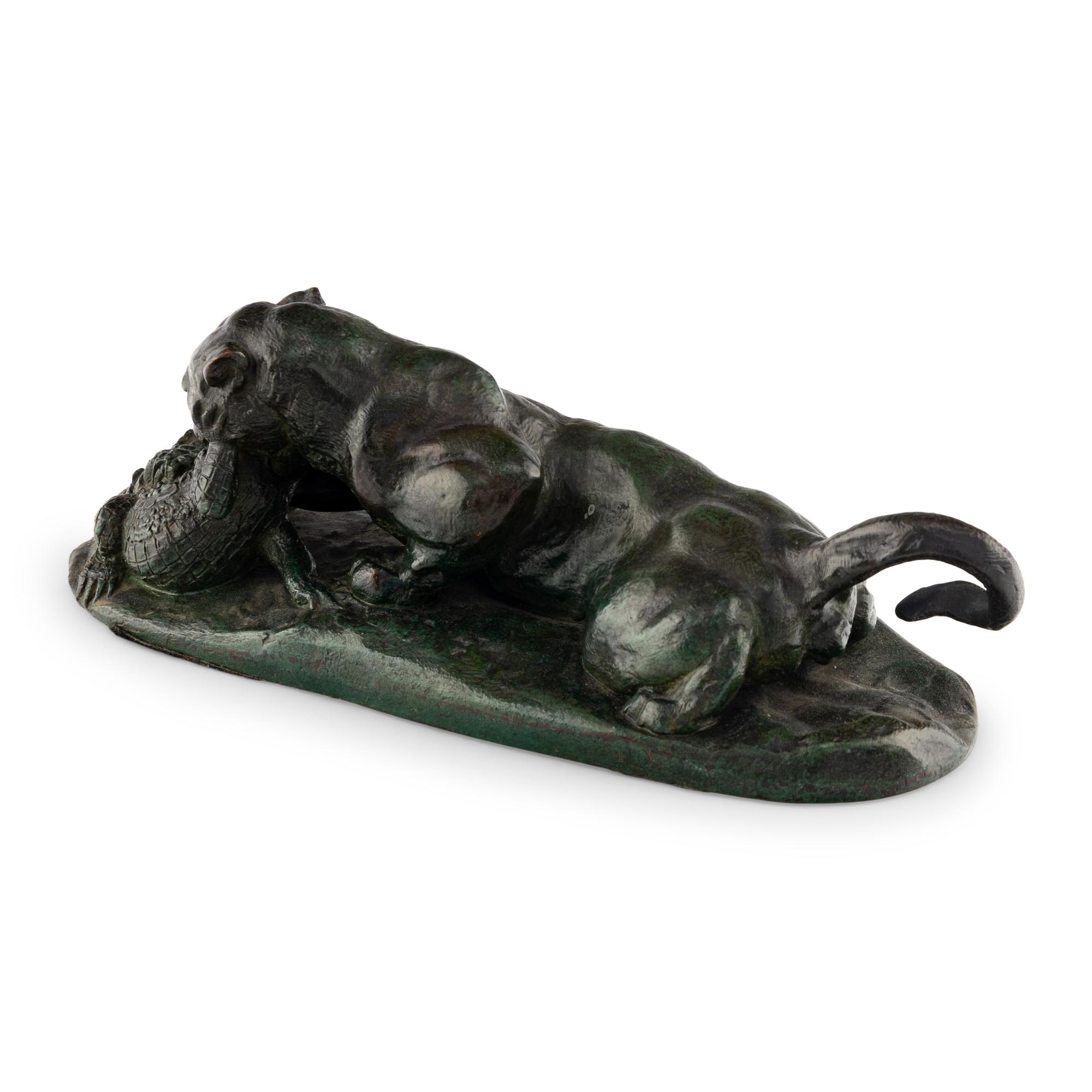 Antoine-Louis Barye (French, 1796-1875) Third Quarter 19th Century — Jaguar Dévorant un Crocodile