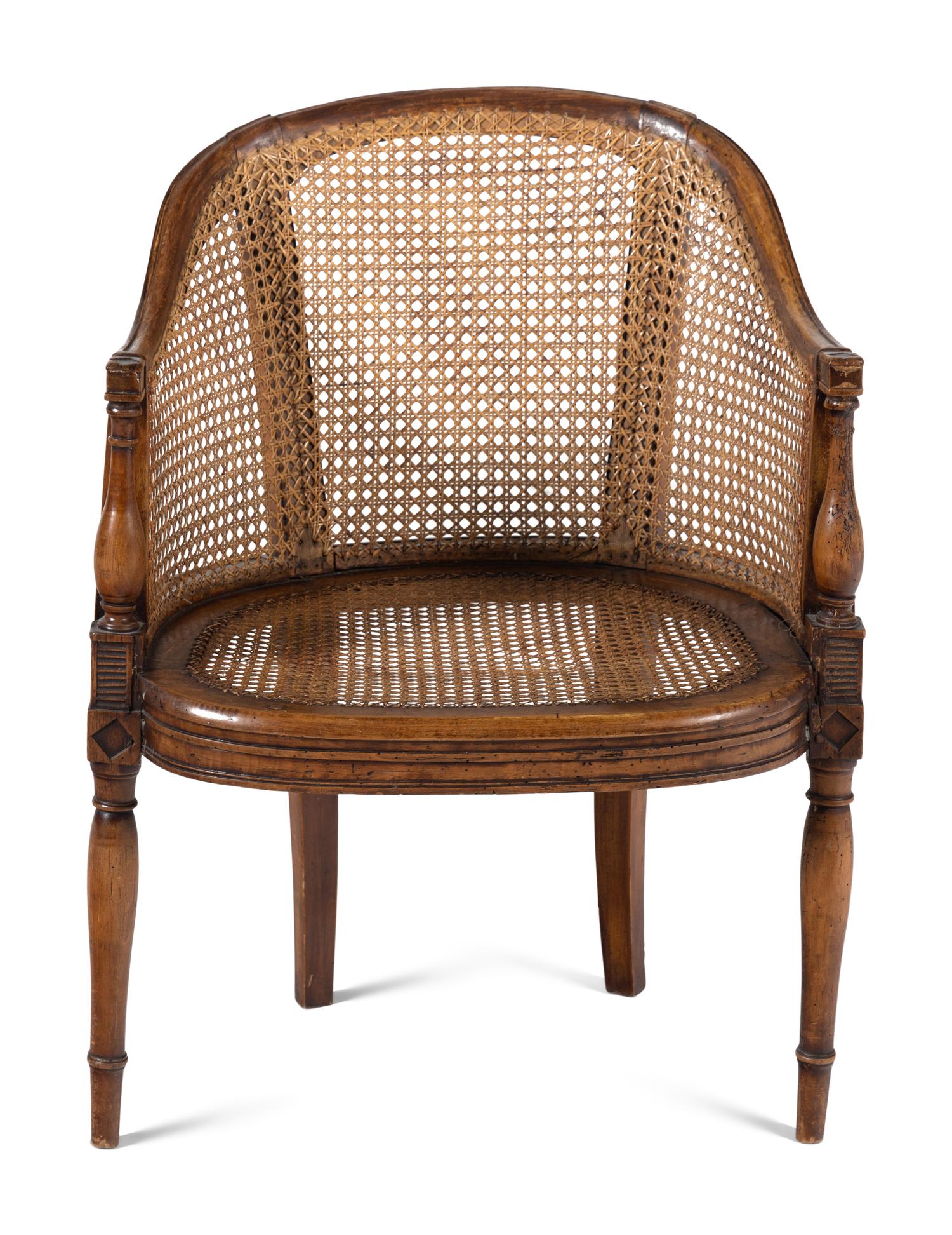 A Directoire Caned Beechwood Bergère de Bureau
