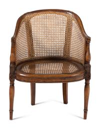 A Directoire Caned Beechwood Bergère de Bureau
