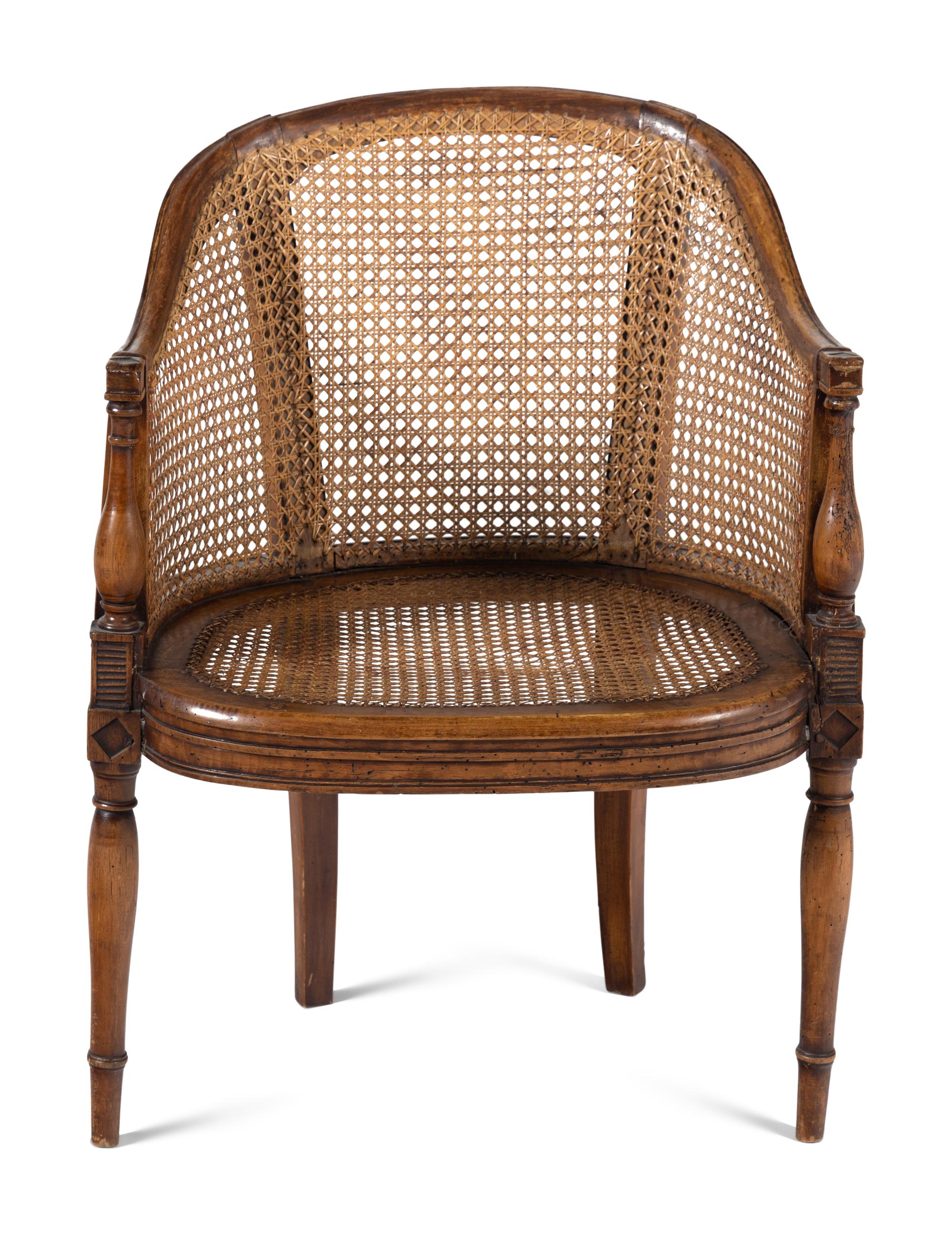 A Directoire Caned Beechwood Bergère de Bureau