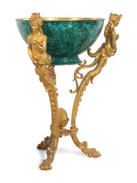 A Pair of Empire Style Gilt Bronze and Malachite Veneered Wine Coolers