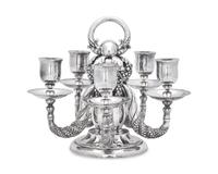 A Georg Jensen Silver Five-Light Candelabrum