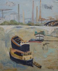 Jean Tsamis, (American, b. 1920), River Scene, 1950