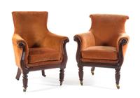 A Pair of George IV Library Chairs Height 38 inches. — 19TH CENTURY