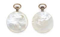 A Pair of Silver and Mother-of-Pearl Cased Open Face Pocket Watches, 75.90 dwts.