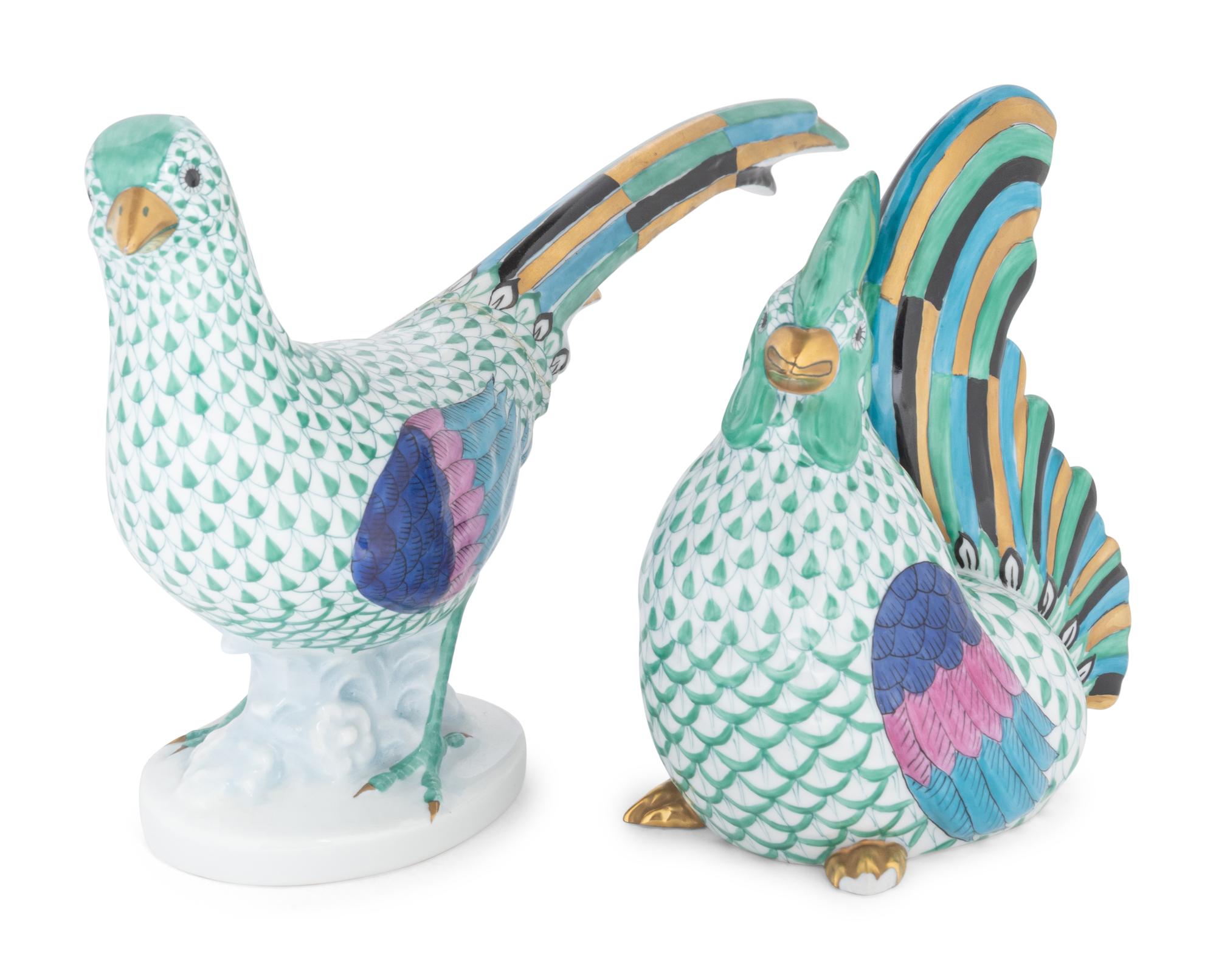 A Herend Porcelain Rooster and Pheasant