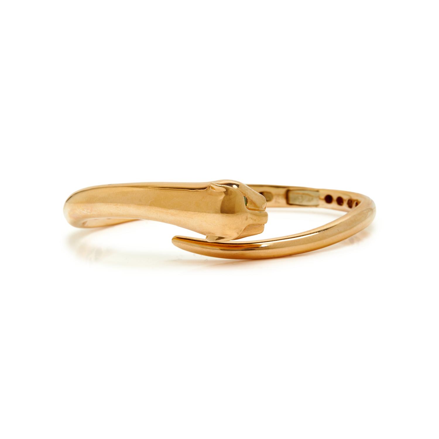 ANITA KO, ROSE GOLD AND TSAVORITE GARNET PANTHER BANGLE BRACELET