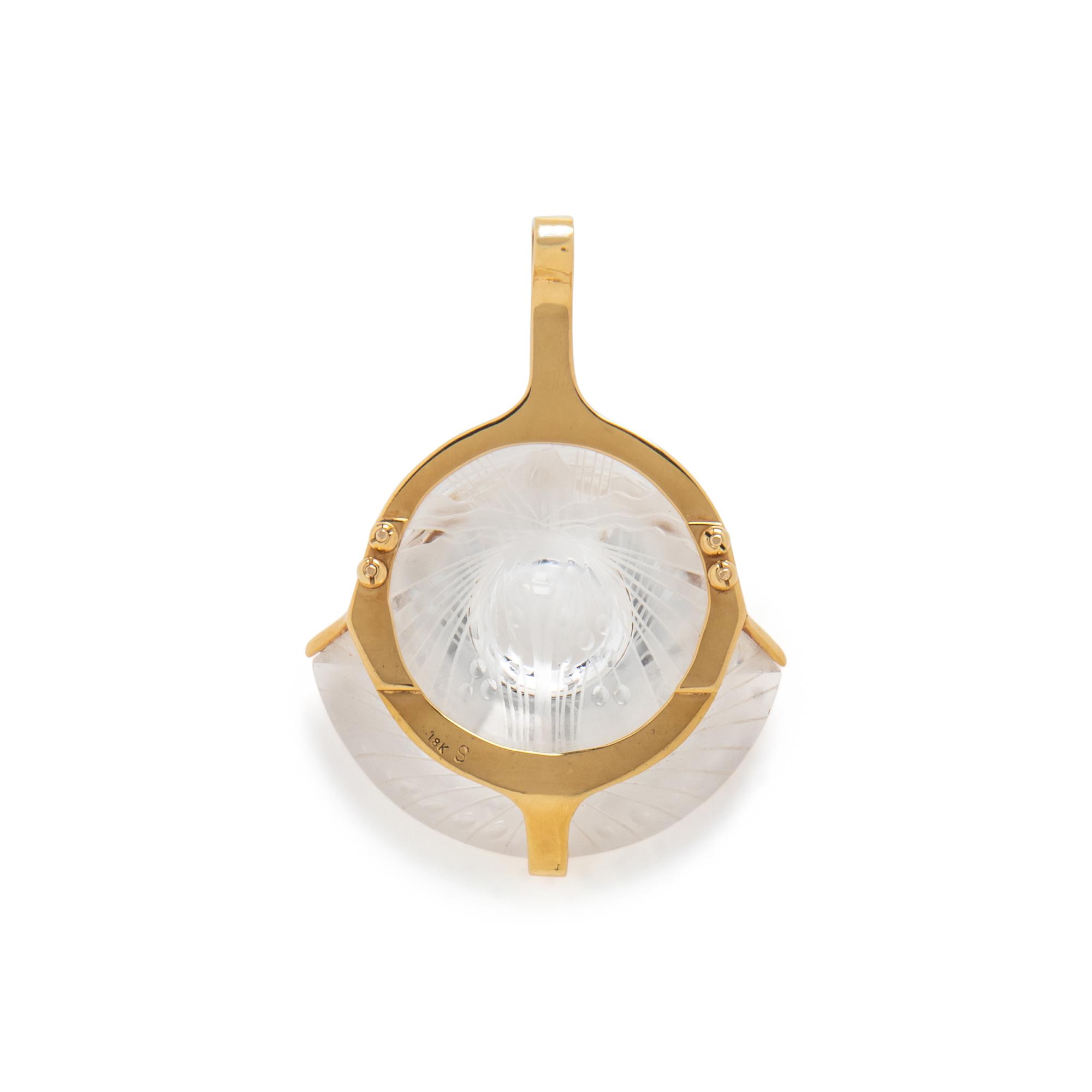 STEUBEN, GLASS AND YELLOW GOLD 'EARTH ELEMENTAL' PENDANT