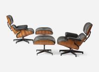Charles and Ray Eames, Pair of Lounge Chairs and Ottomans