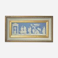 A Very Large Light Blue Dip Jasperware "Sacrifice to Love" Plaque UK, 19th century