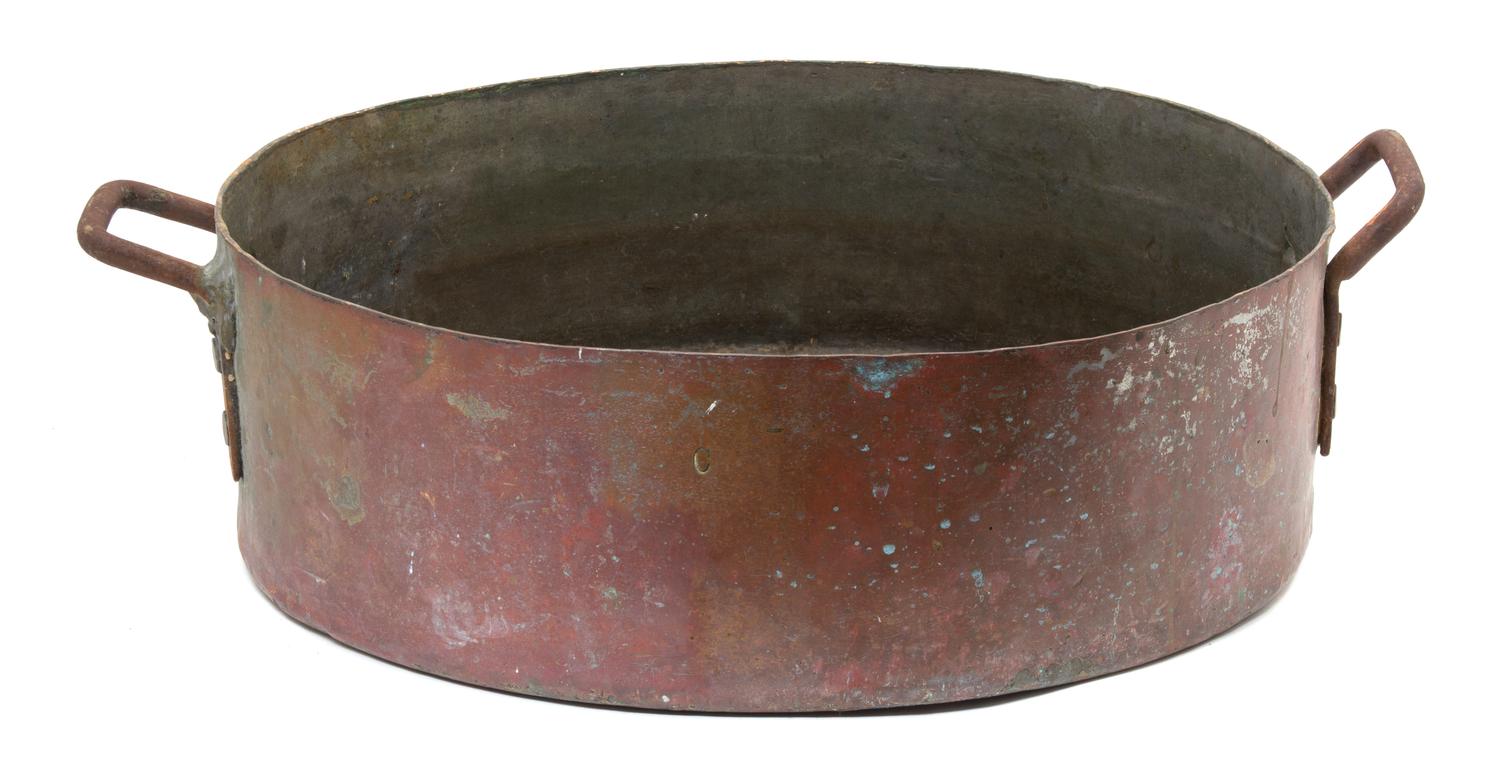Two Vintage Oversize Copper and Iron Vessels Diameter of larger 19 3/4 inches. — 19TH CENTURY