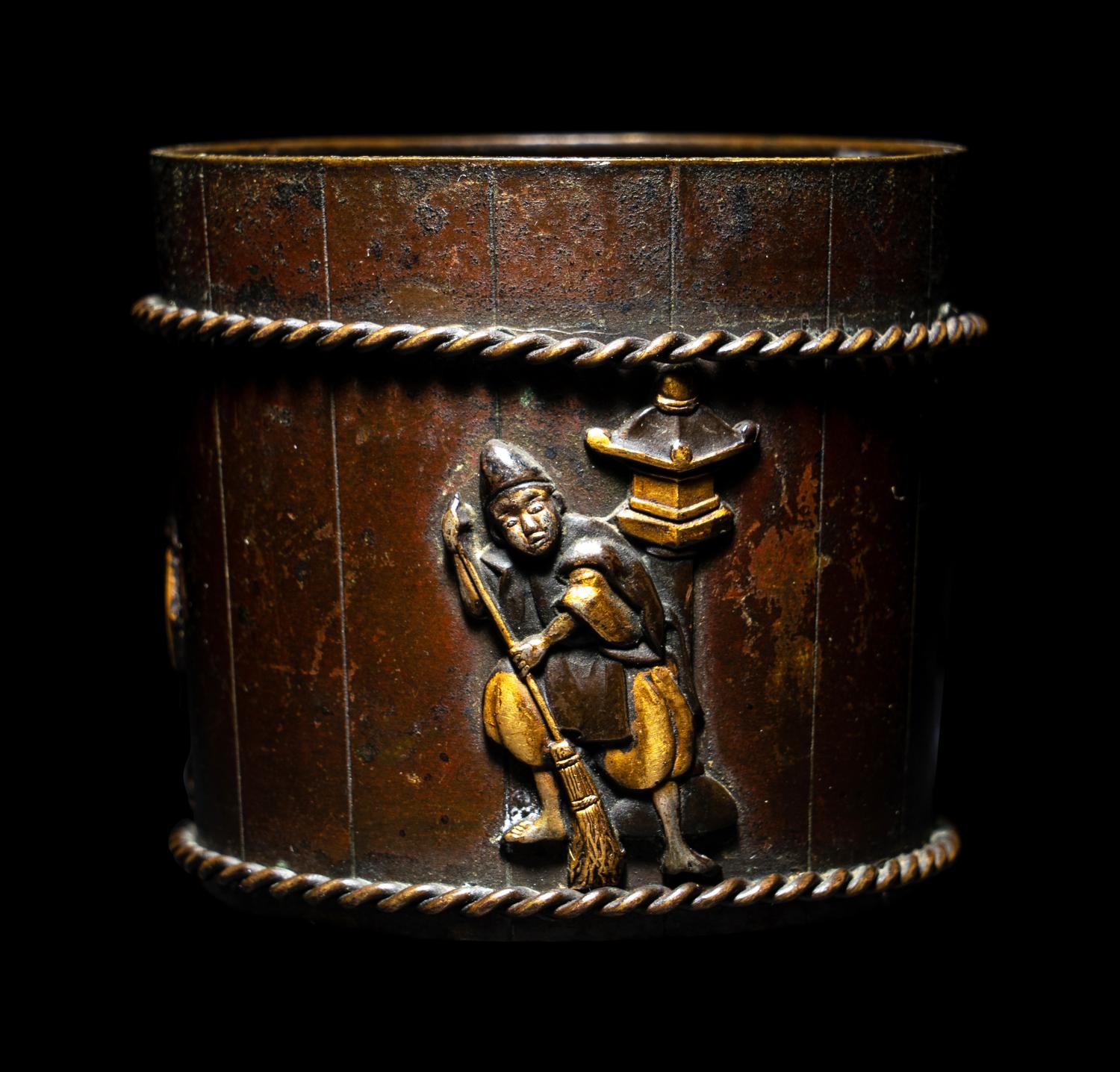 A Japanese Mixed-Metal Bucket-Form Holder
