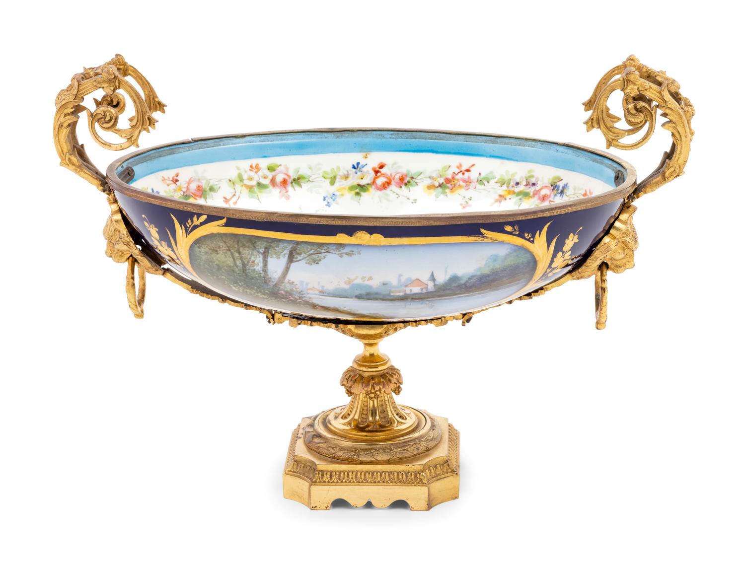 A Sèvres Style Gilt Bronze Mounted Porcelain Bowl