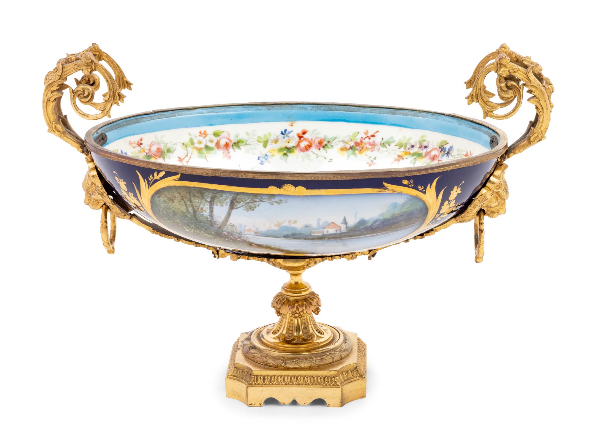 A Sèvres Style Gilt Bronze Mounted Porcelain Bowl