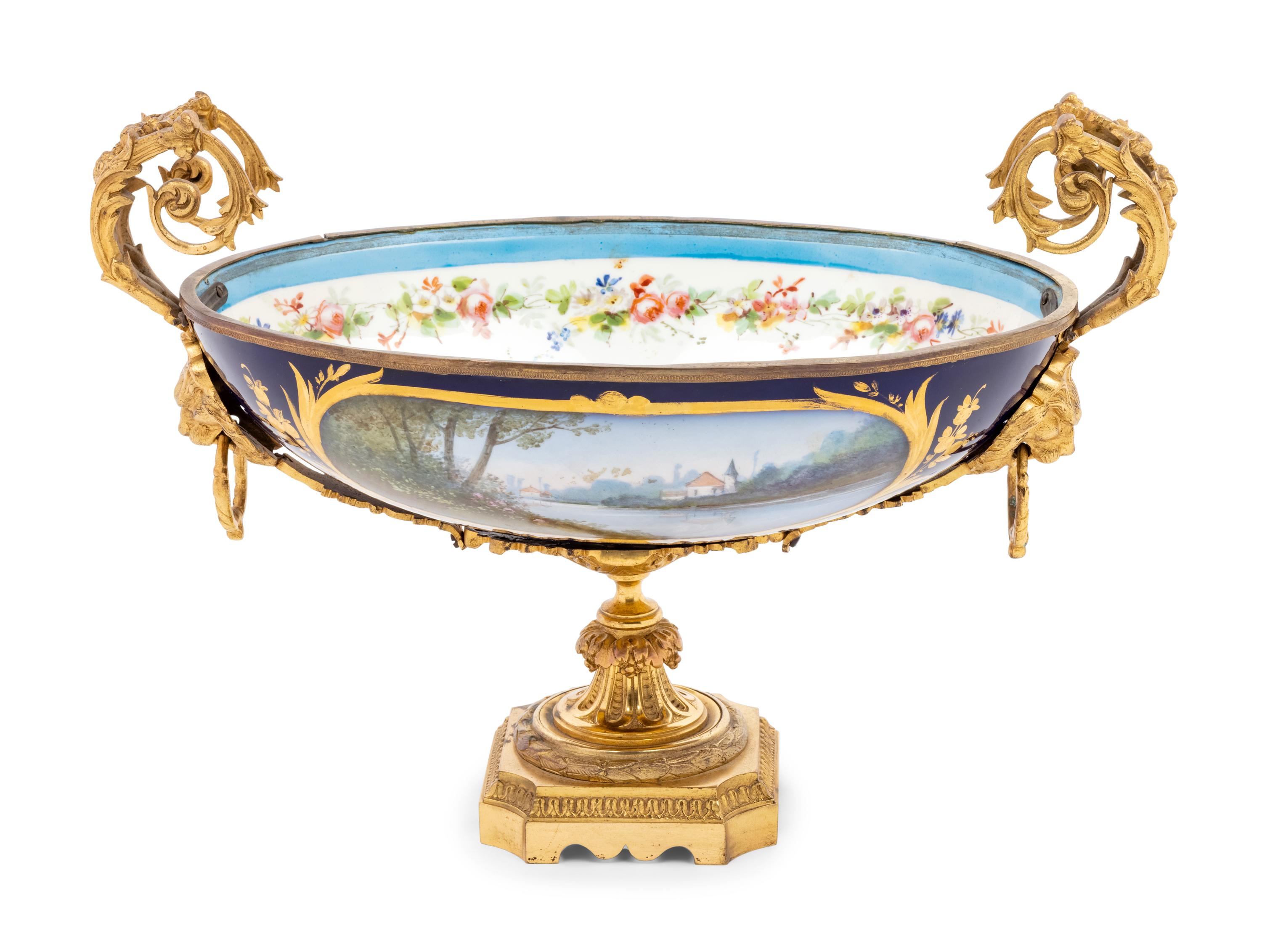 A Sèvres Style Gilt Bronze Mounted Porcelain Bowl