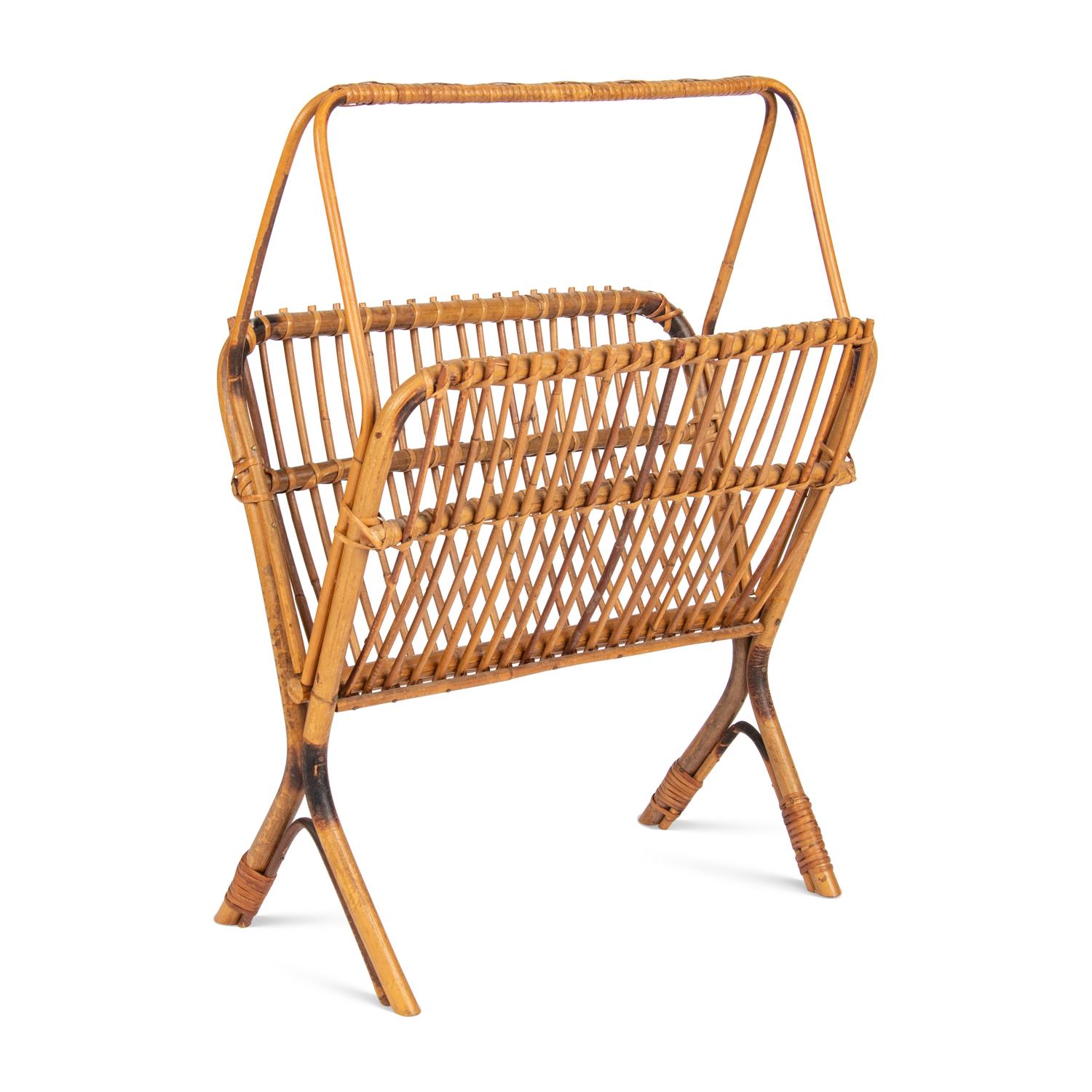 A Vintage Rattan Magazine Rack