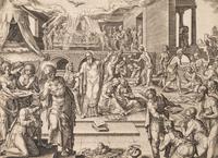 A group of five prints ( Descent from the Cross; The Raising of Tabitha, c. 1550; Untitled (A Saint's Blessing); Untitled (Benediction); Untitled (Saint in a Crowd), c. 1540)