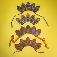 Four Chinese and Sino-Tibetan Five-Pointed Ritual Diadems, Wufoguan , 19th Century — 清晚期 五佛冠四種