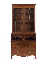 A George III Mahogany and Parcel Ebonized Bureau Bookcase