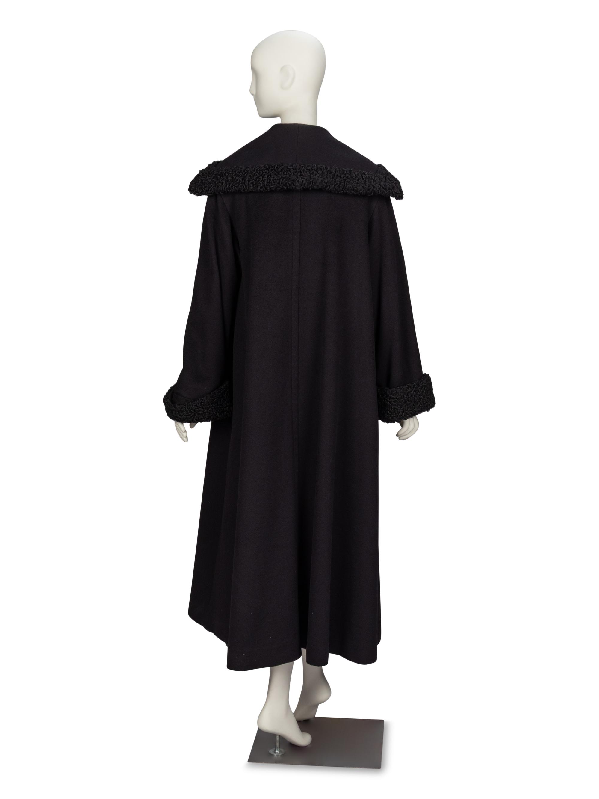 Yves Saint Laurent, Wool Coat with Astrakhan Trim