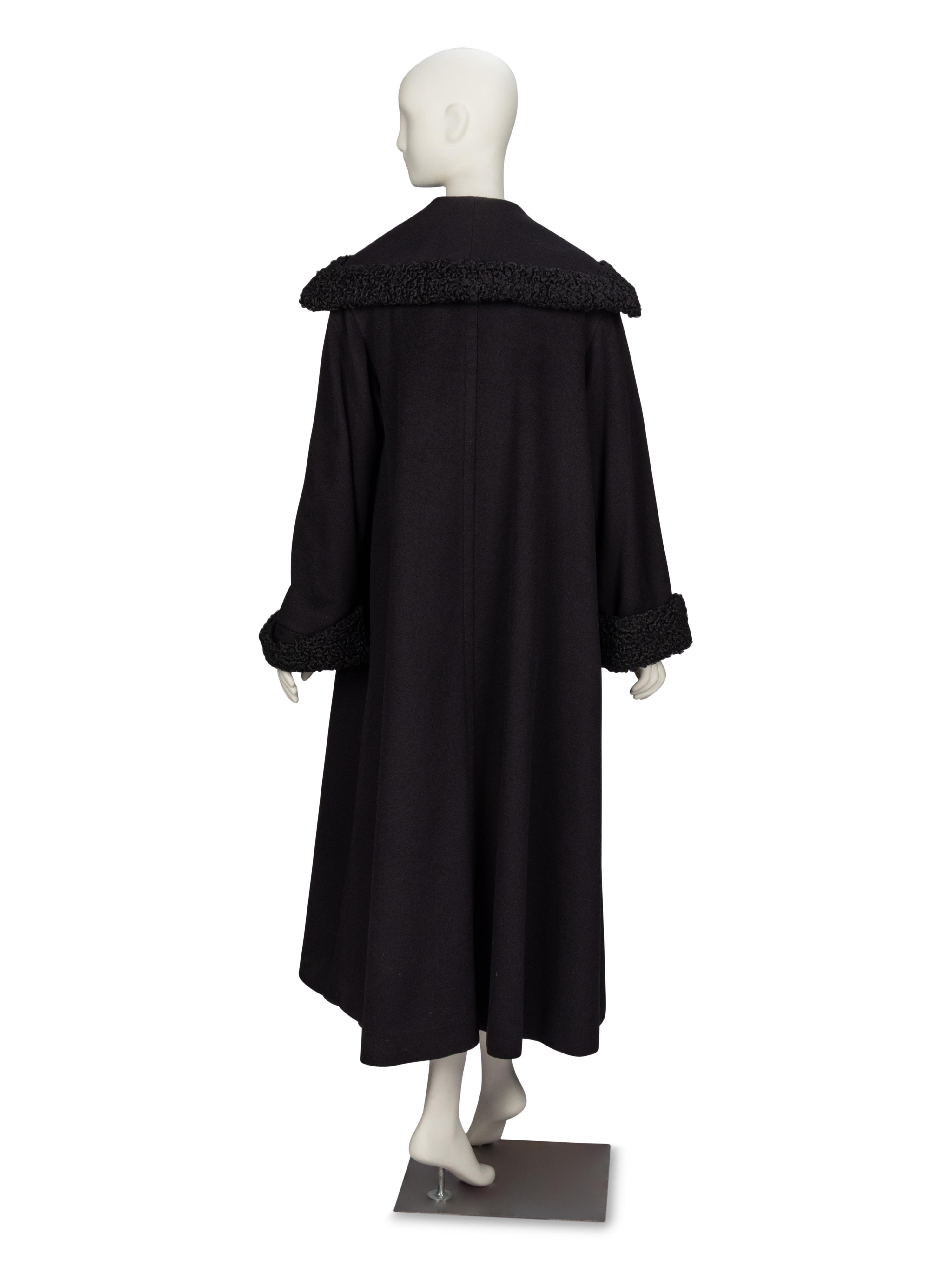Yves Saint Laurent, Wool Coat with Astrakhan Trim