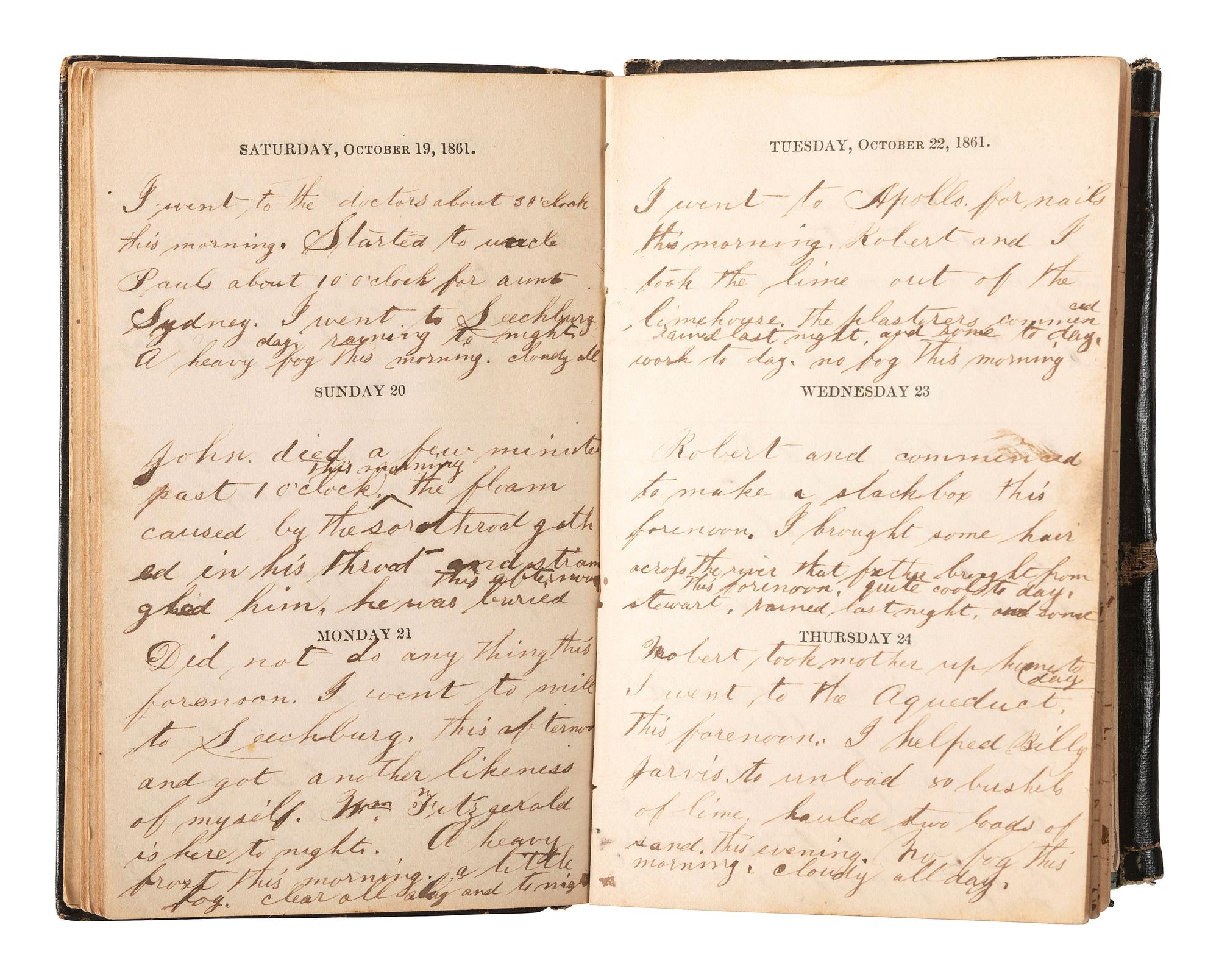 [CIVIL WAR]. Archive of items related to Sgt. James B. Parks, Co. C, 139th Pennsylvania Infantry, mortally wounded and buried at Gettysburg, highlighted by 2 diaries containing Antietam and Fredericksburg content.