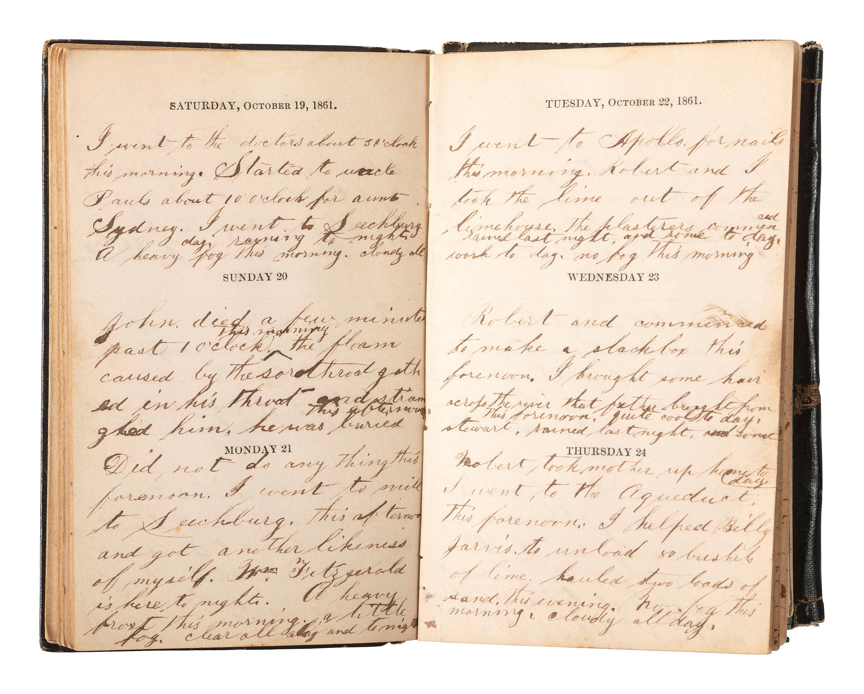 [CIVIL WAR]. Archive of items related to Sgt. James B. Parks, Co. C, 139th Pennsylvania Infantry, mortally wounded and buried at Gettysburg, highlighted by 2 diaries containing Antietam and Fredericksburg content.