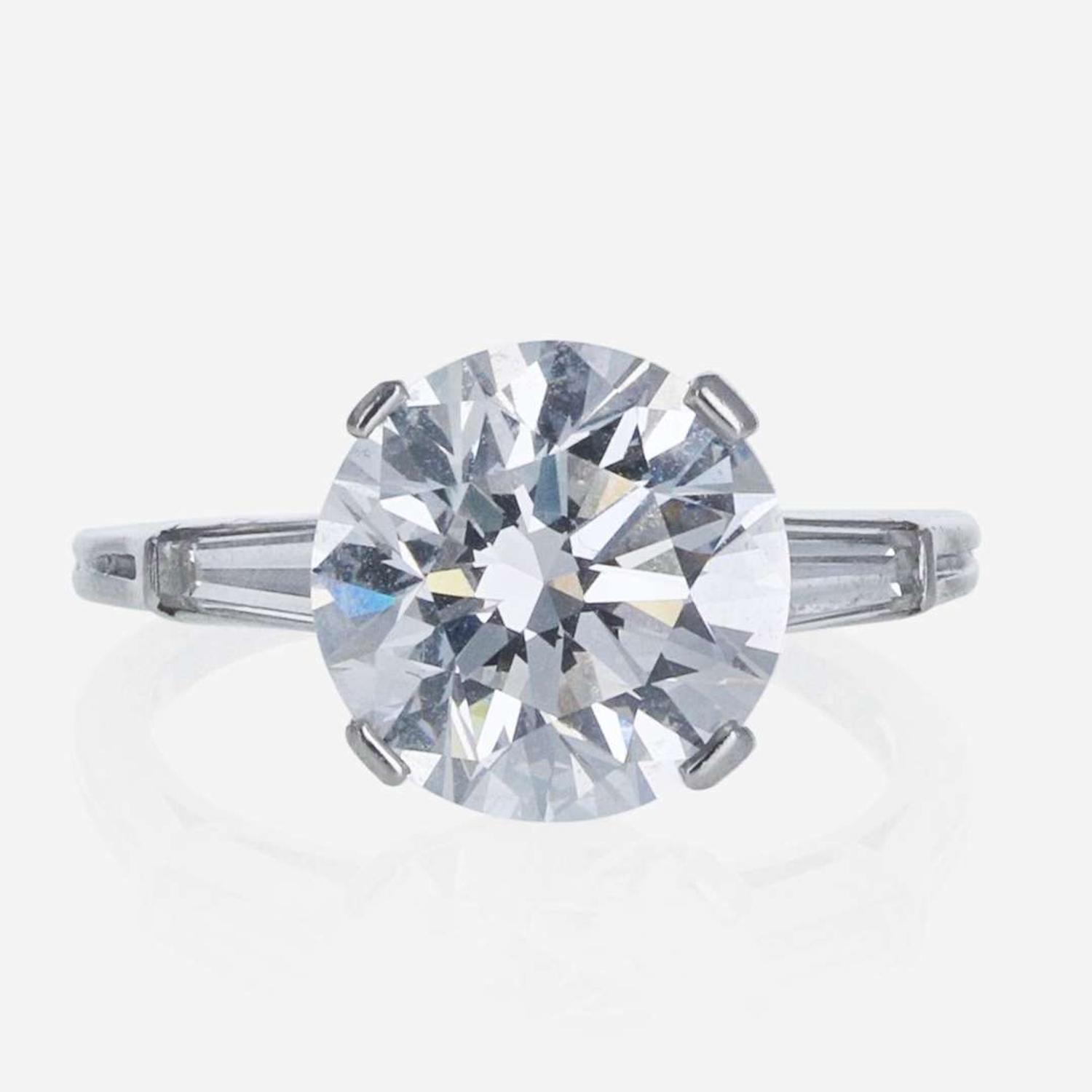 A Tiffany & Co. Platinum and Diamond Ring 4.75 Carat Round Brilliant Diamond, Tiffany & Co. Certified
